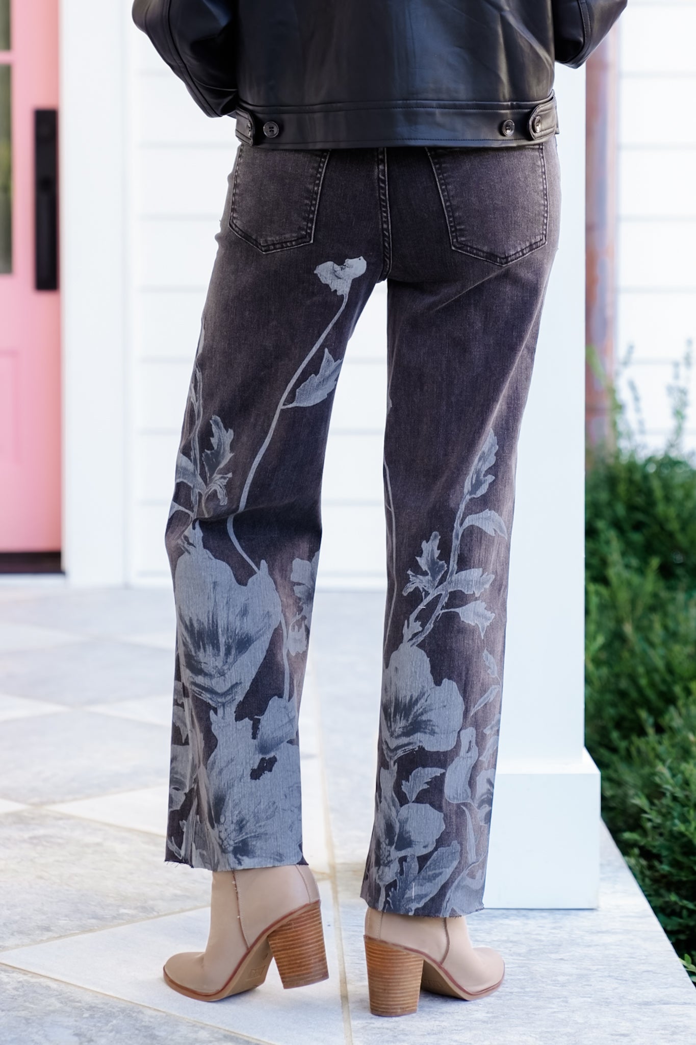Floral and Bird Print Wide Leg Pants