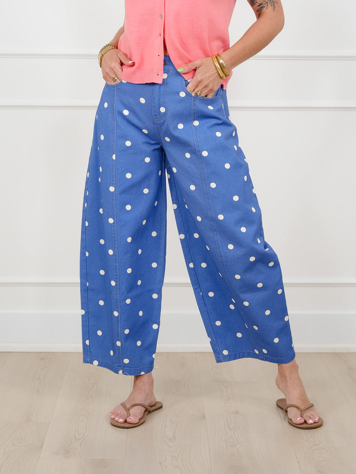 Polka Dot Print Wide Leg Pants