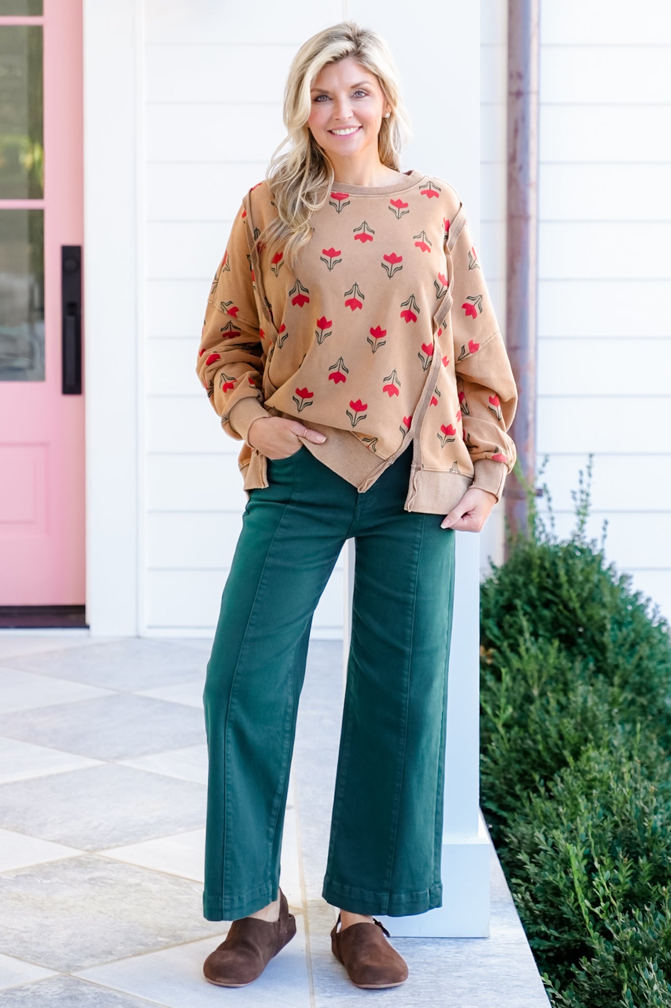 Floral Print Long Sleeve Pullover Top