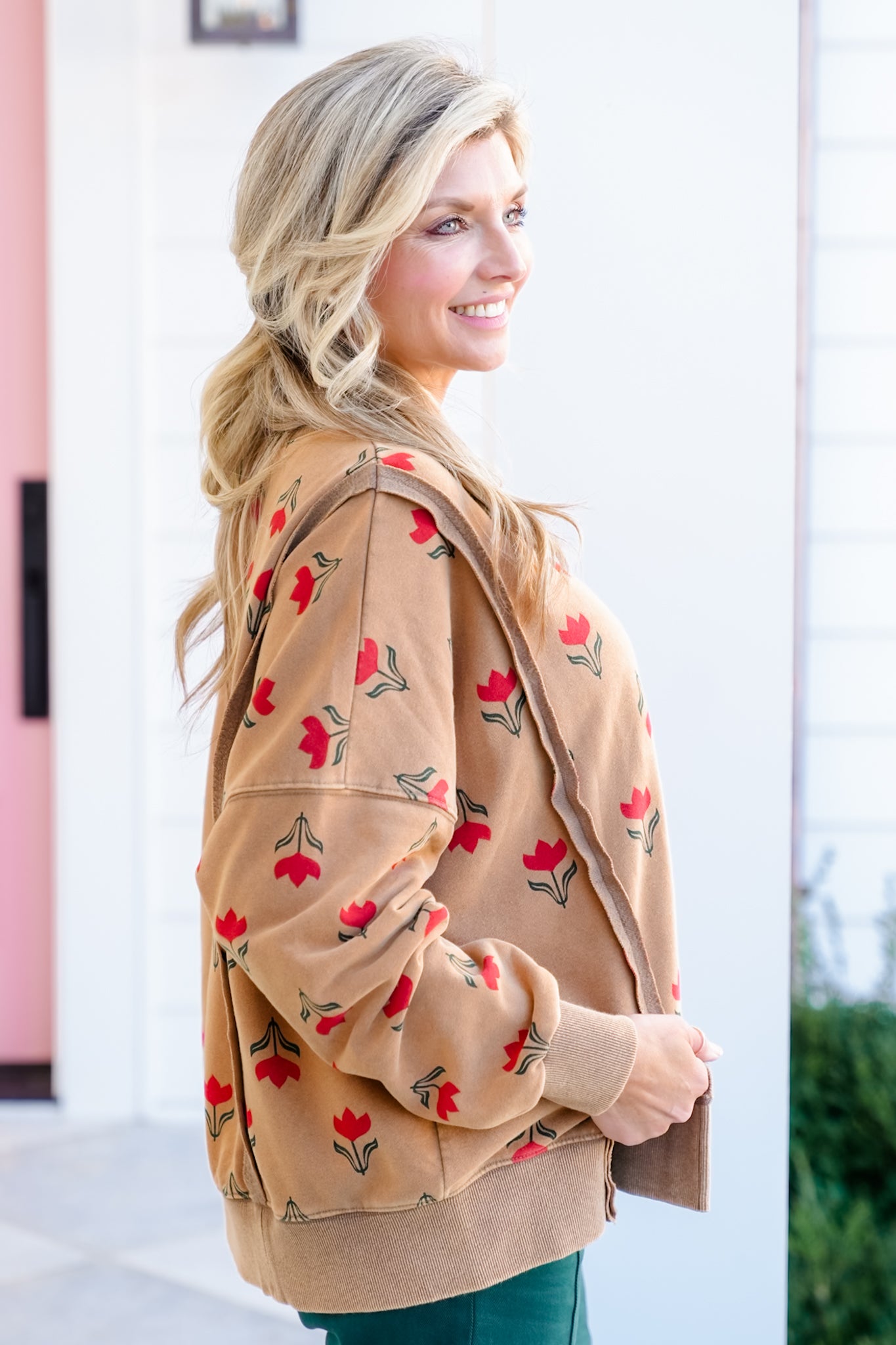 Floral Print Long Sleeve Pullover Top