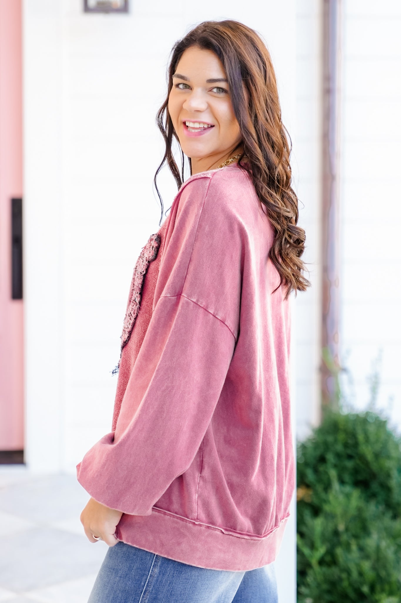Mineral Wash Long Sleeve Horseshoe Sweatshirt