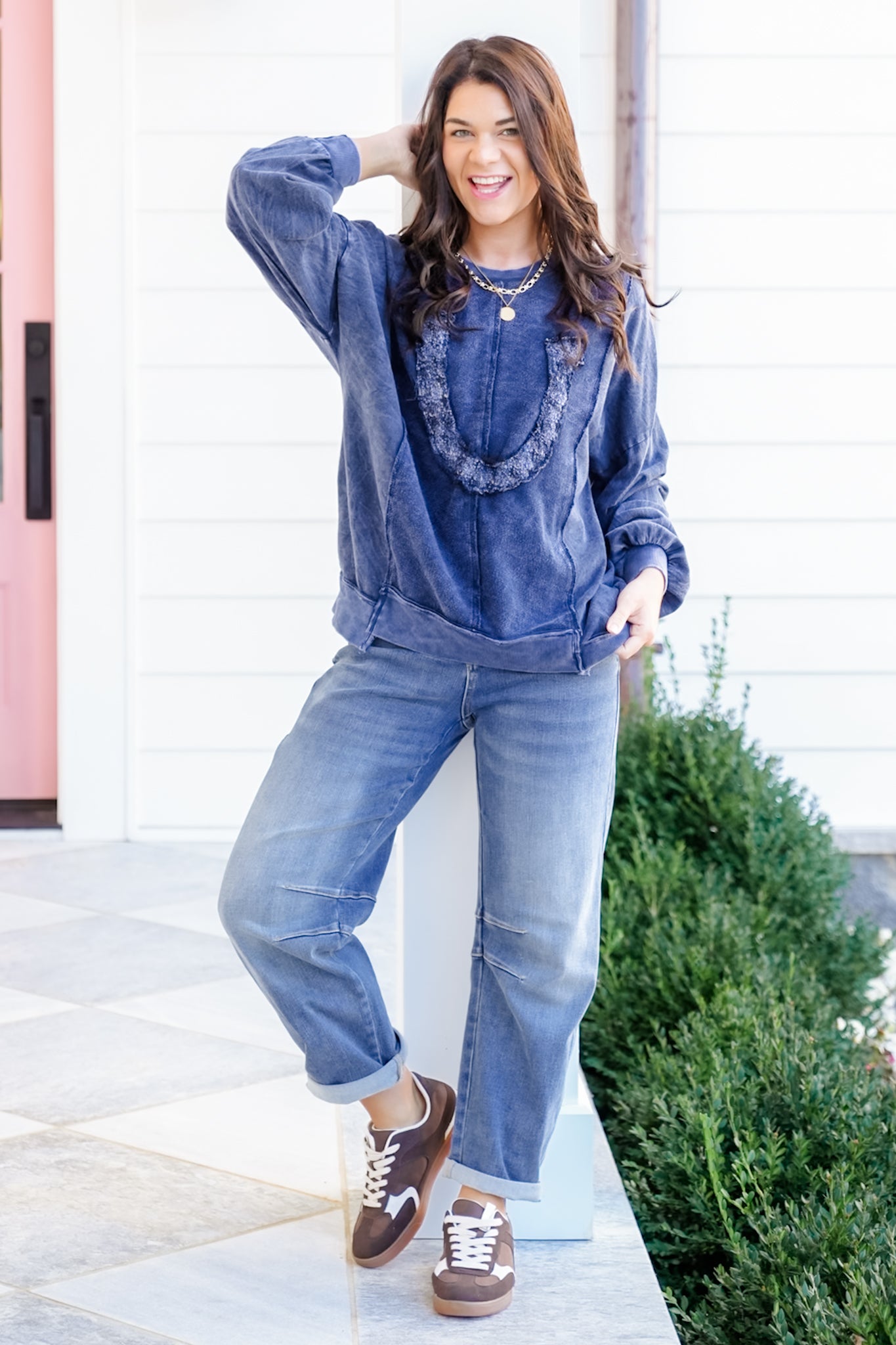 Mineral Wash Long Sleeve Horseshoe Sweatshirt