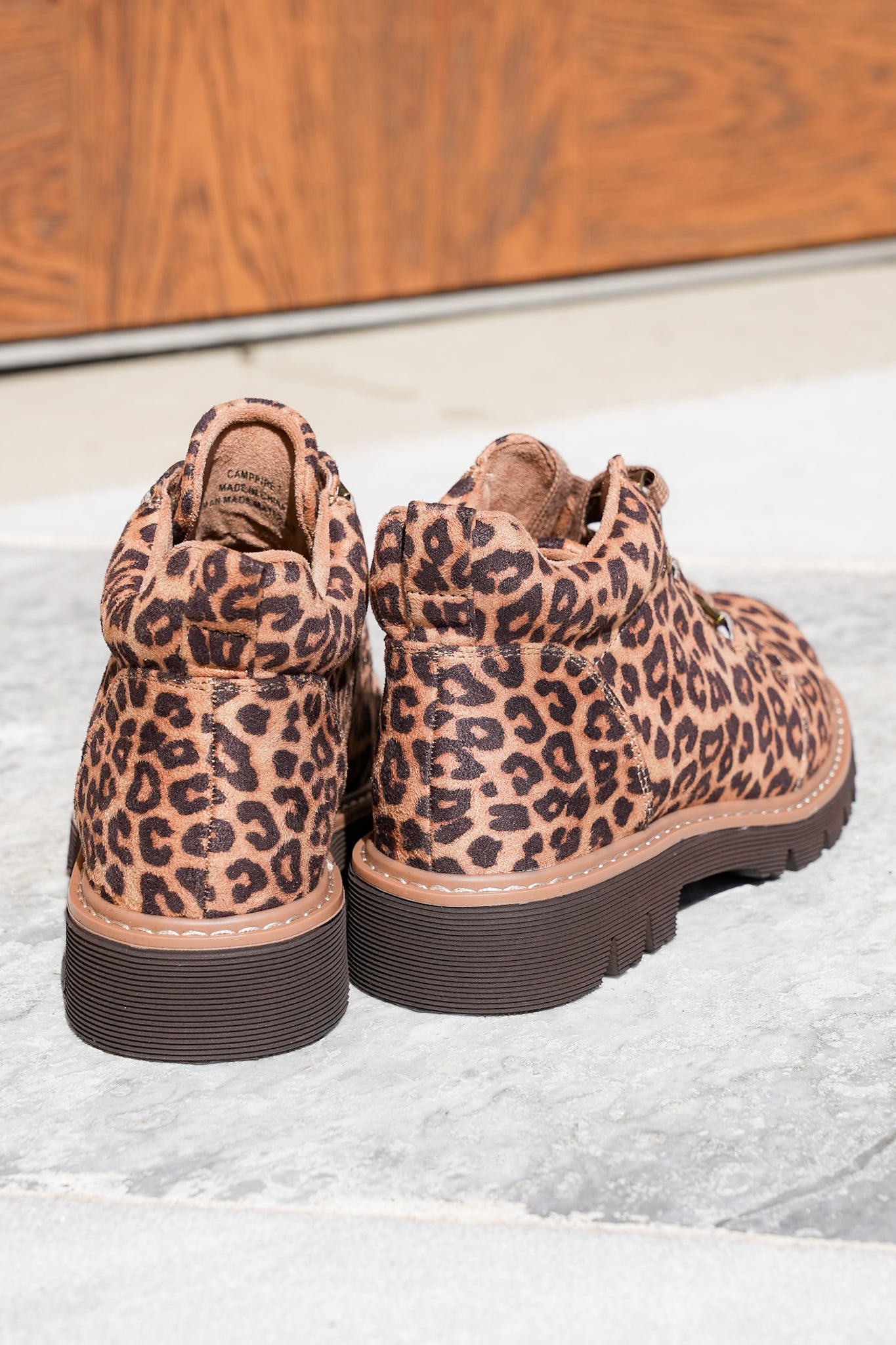 Corky's "Campfire" Animal Print Lace Up Lug Sole Bootie with Chunky Tread