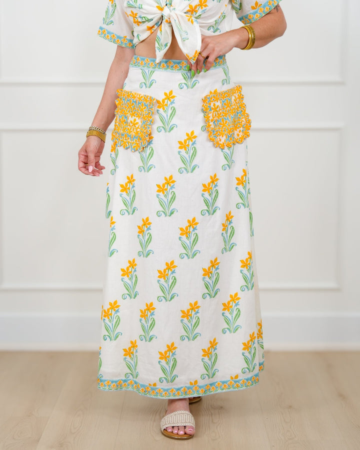 POL Floral Print Woven Maxi Skirt with Patch Pockets - Freckled Poppy