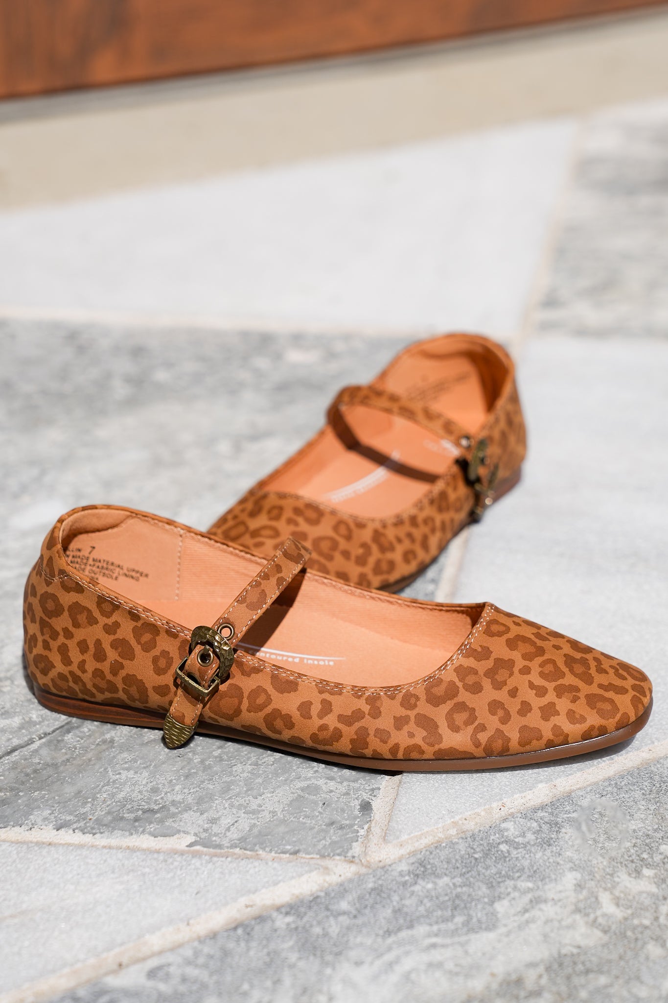 Yellow Box Leopard Print Mary Jane Flats
