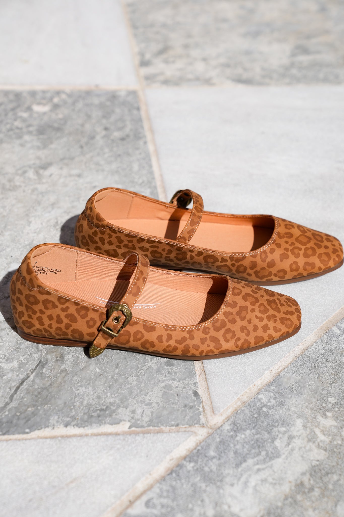 Yellow Box Leopard Print Mary Jane Flats