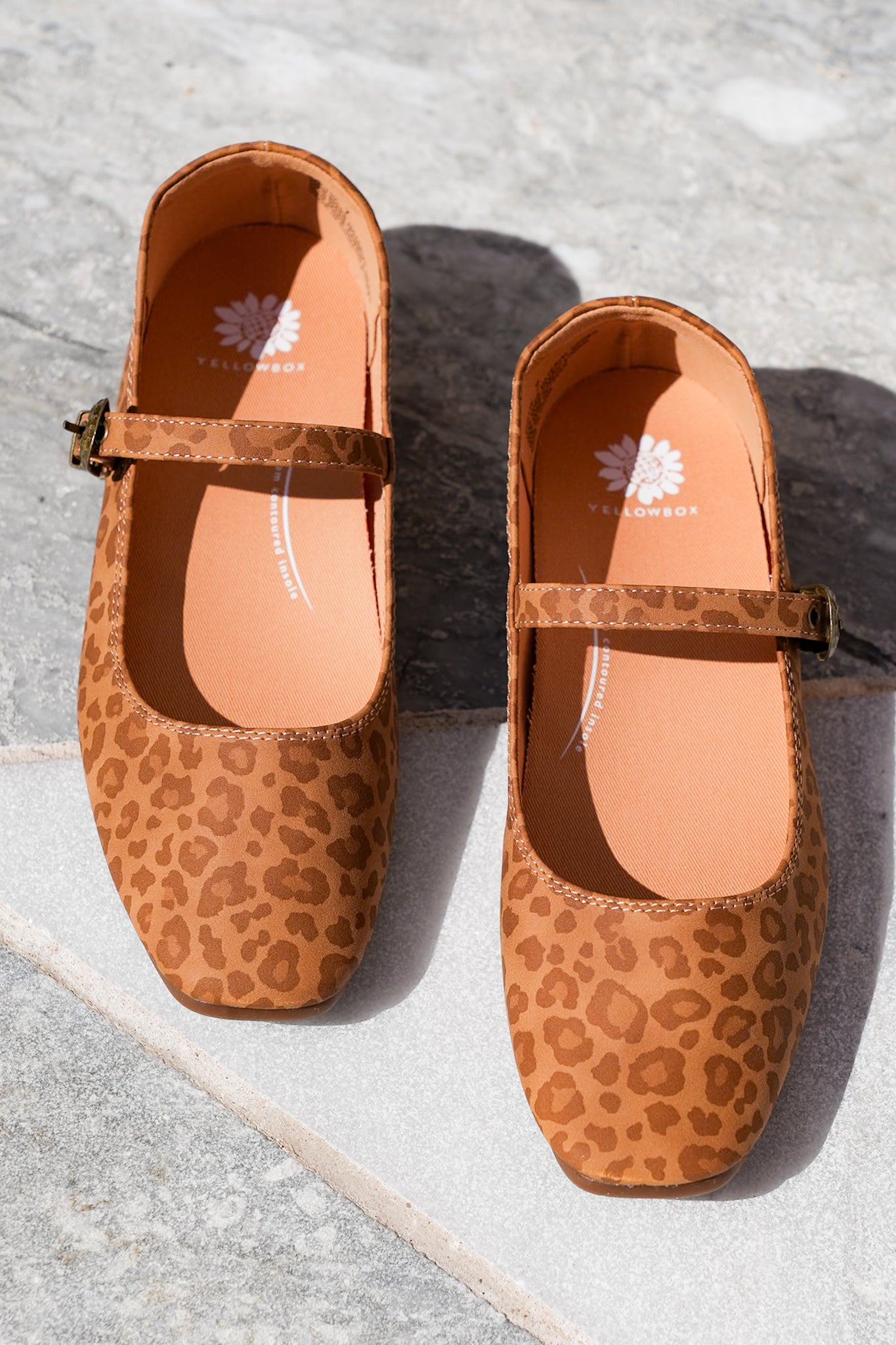 Yellow Box Leopard Print Mary Jane Flats