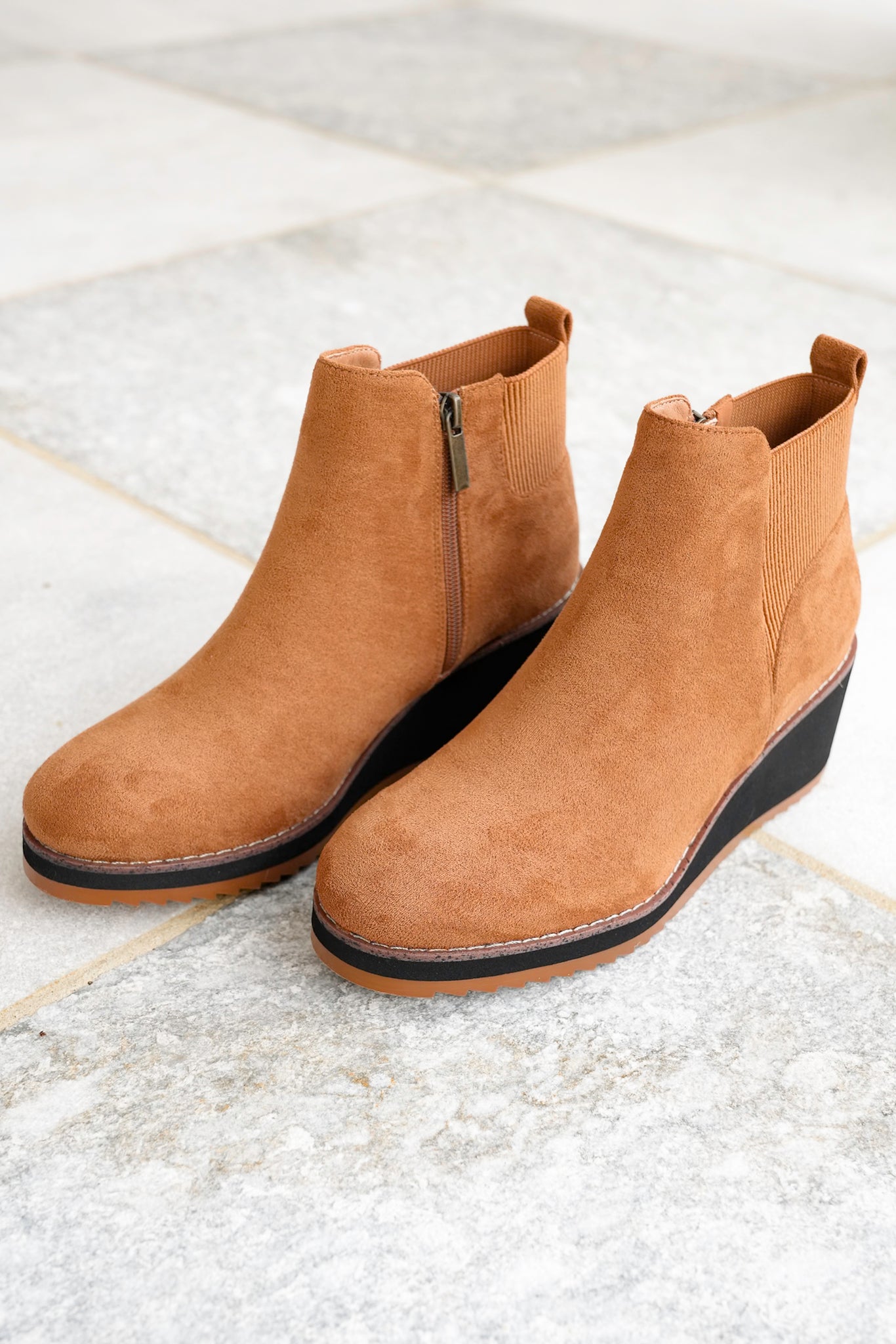 Corky's "Apple Sauced" Vegan Suede Wedge Ankle Booties