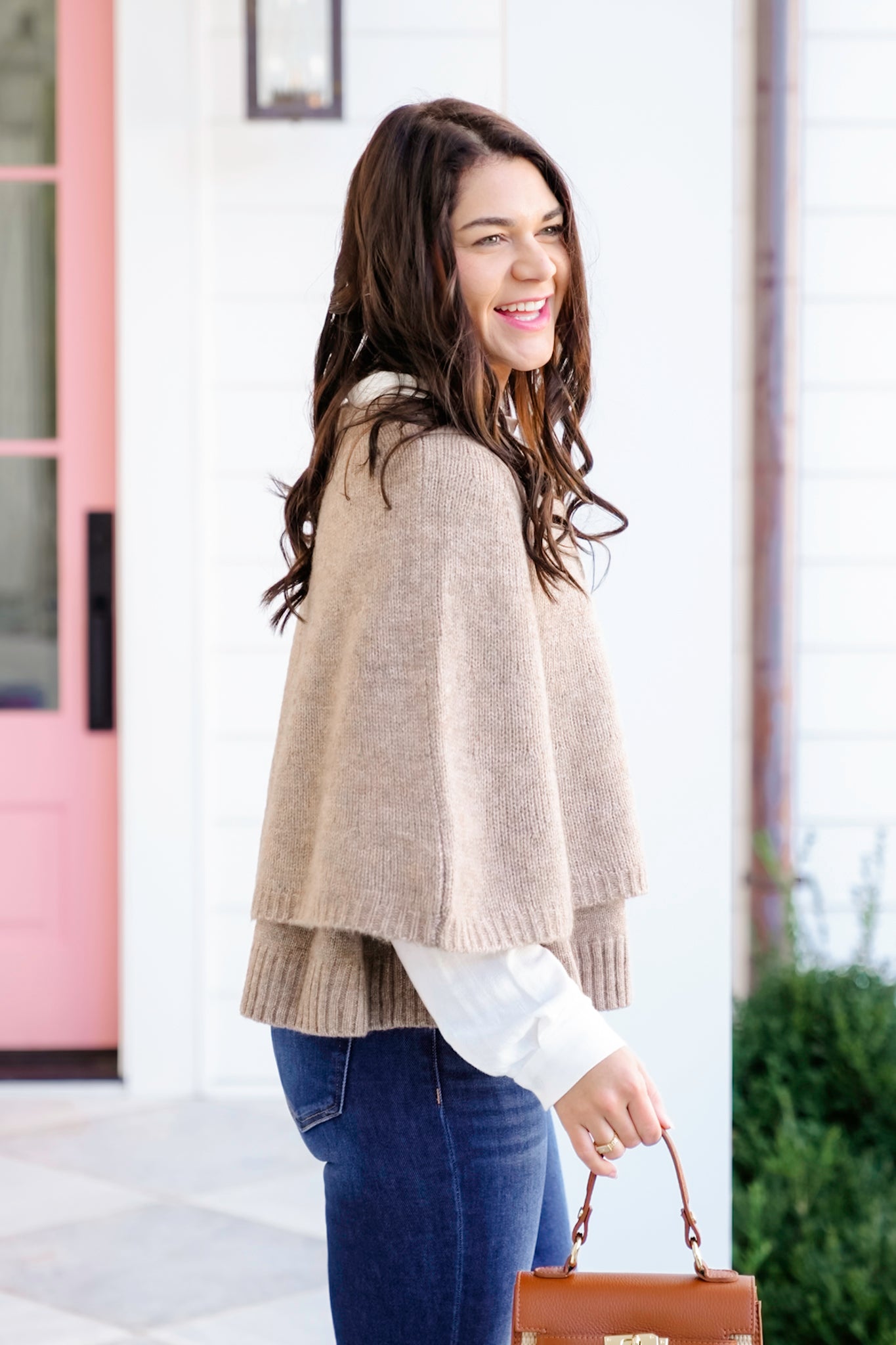 Knit Button Down Cape Cardigan