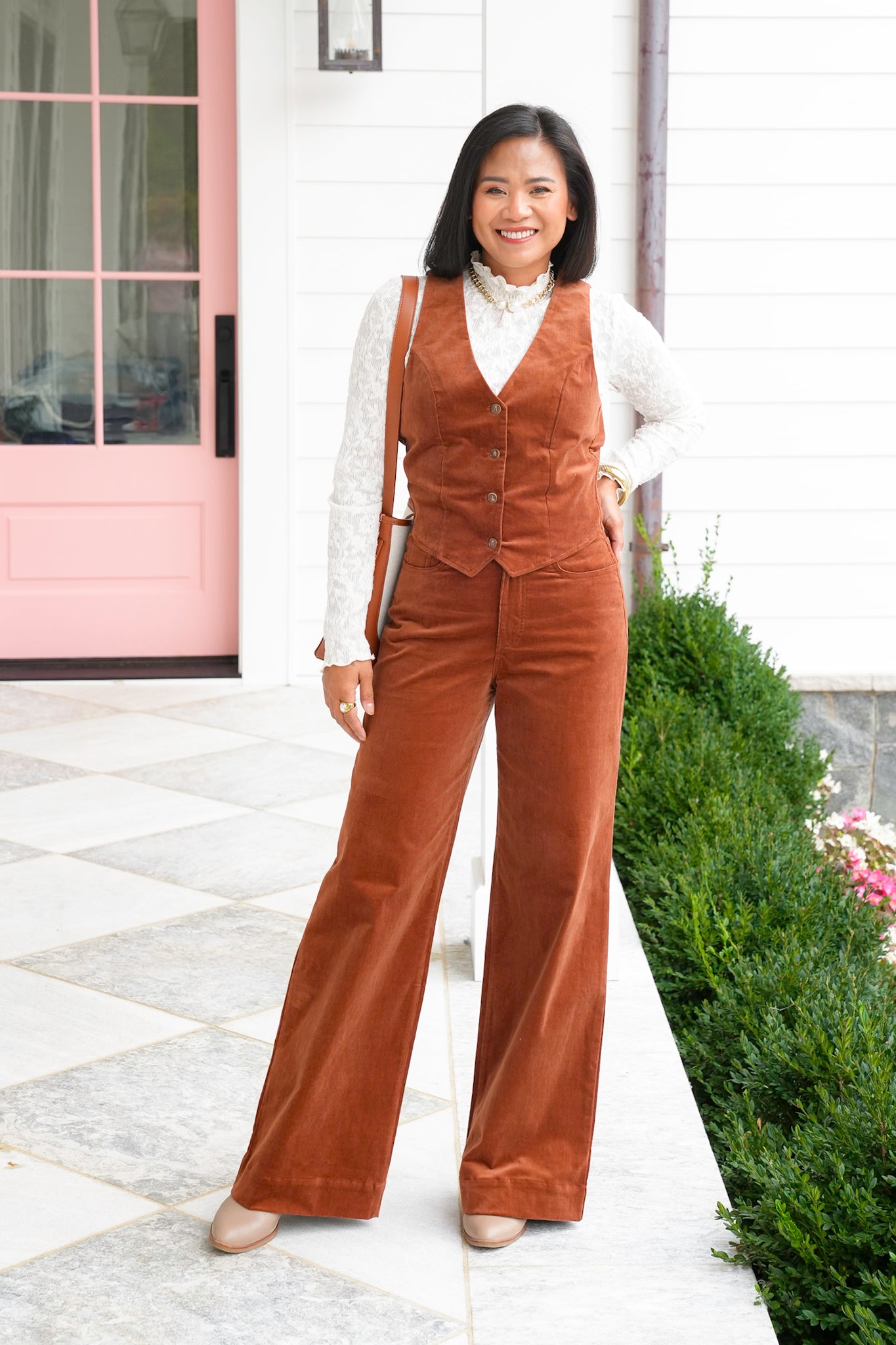 Plus/Reg Camel Corduroy High Waist Pants