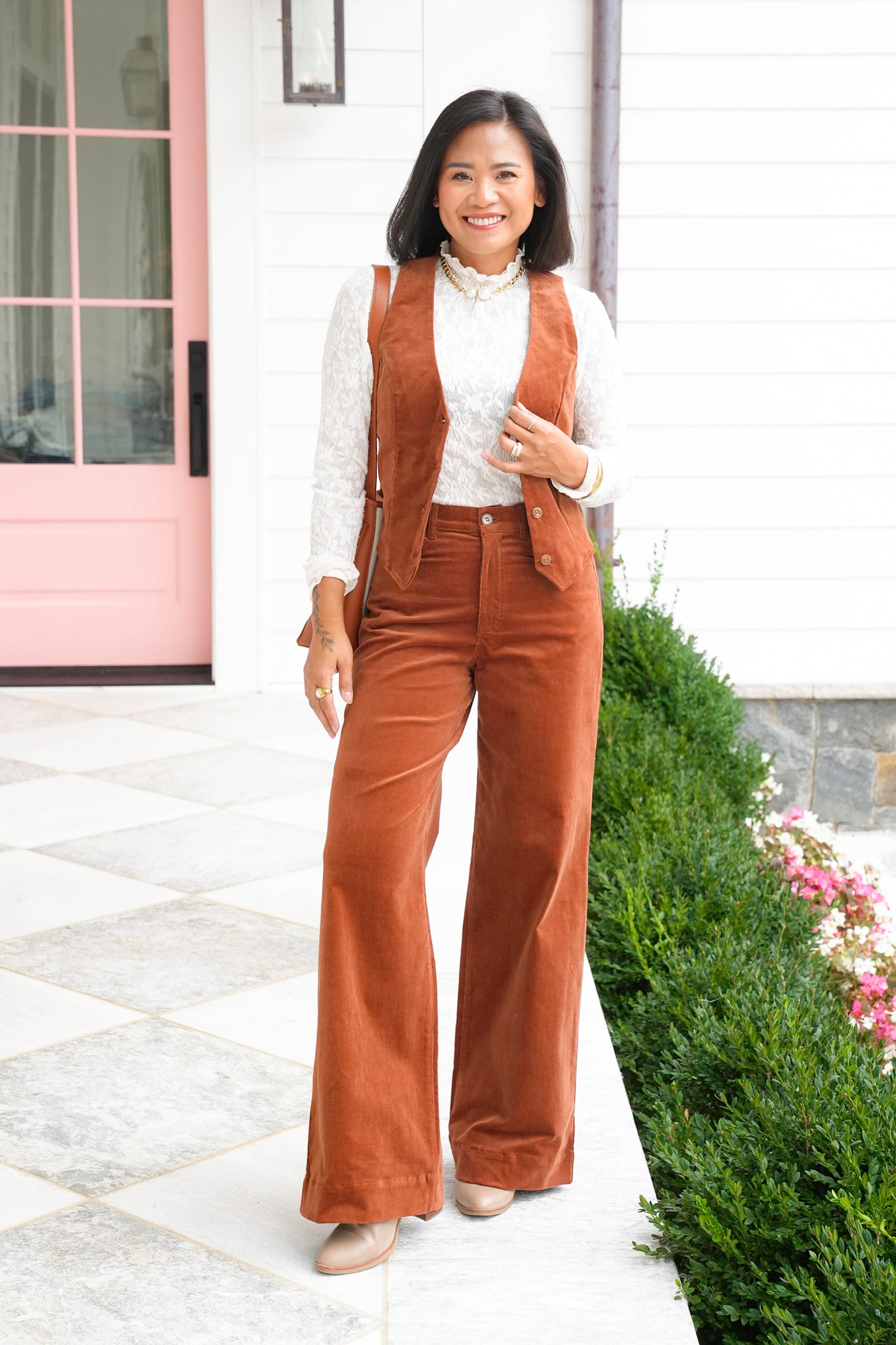 Plus/Reg Camel Corduroy High Waist Pants