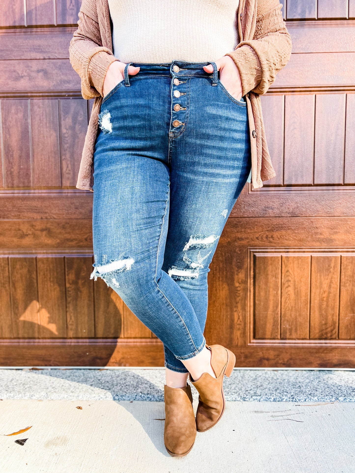 Judy Blue Mid Rise skinny Thermal Patch (Multiple Lengths)