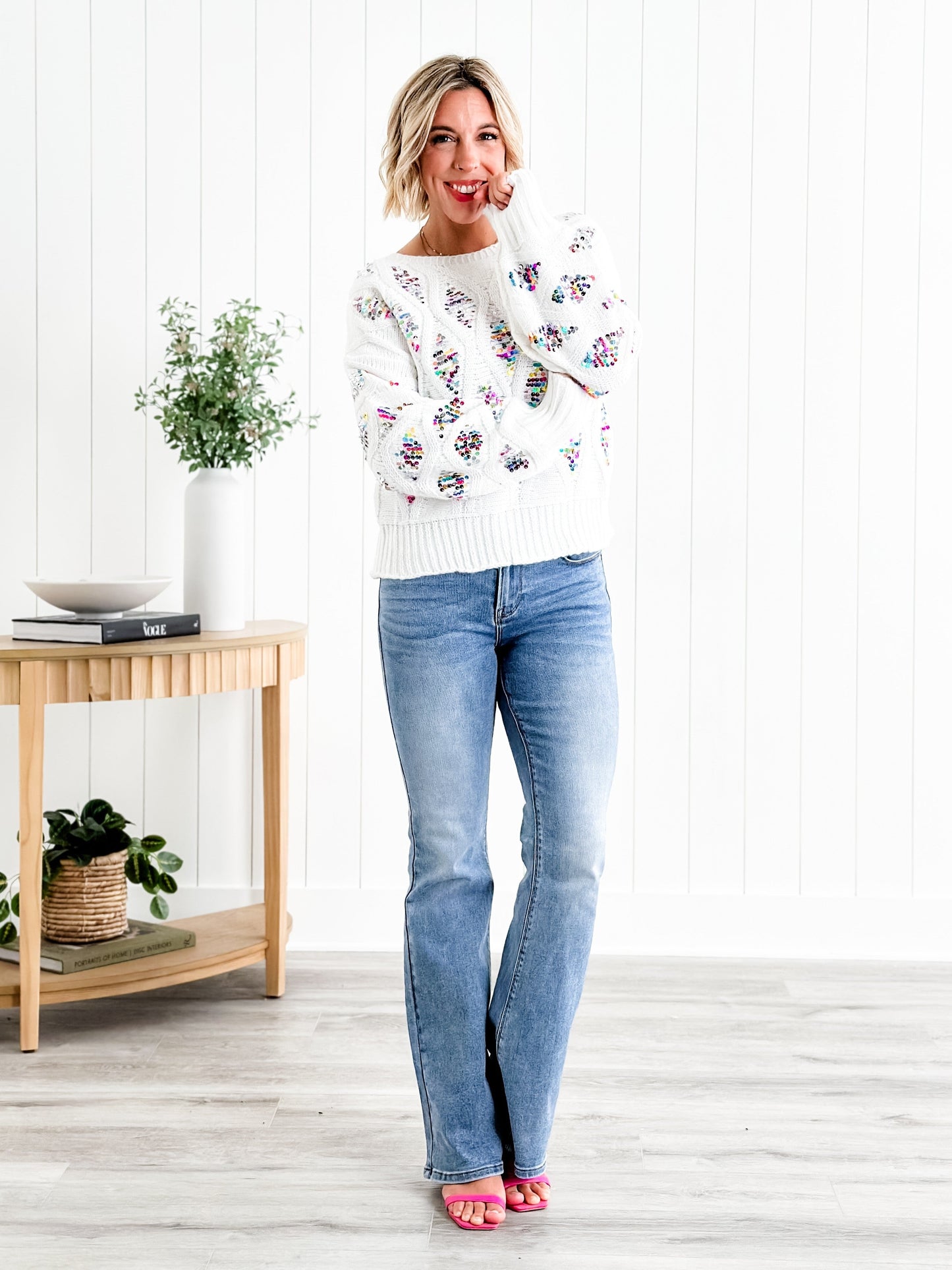 Freckled Poppy X Risen Wildest Dreams Mid Rise Medium Wash Basic Non Distressed Flare Jeans