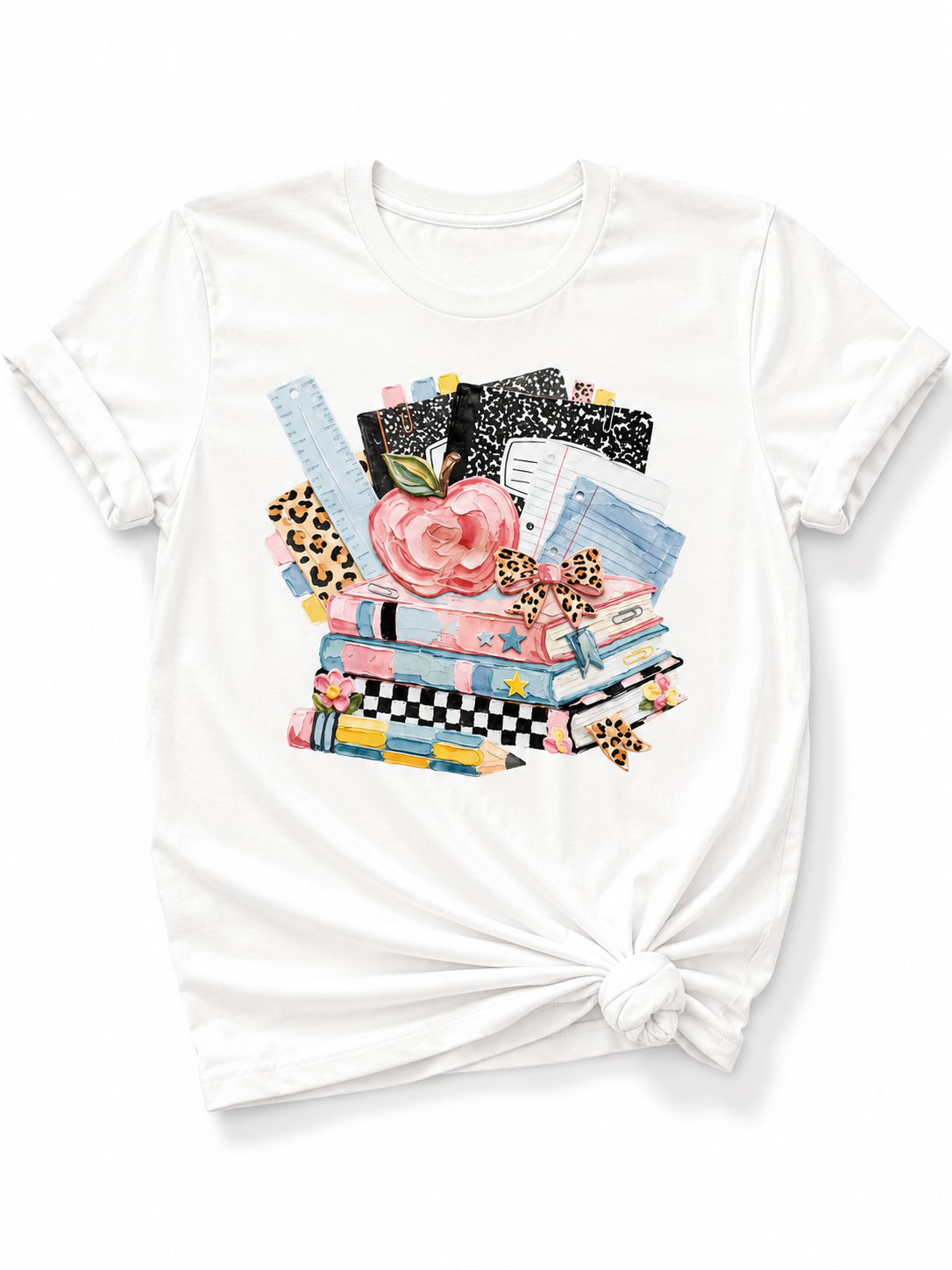 Plus/Reg Short Sleeve Teacher School Supplies Graphic Tee