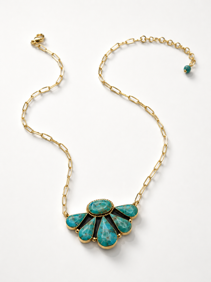 BOHO SOL Brass Large Half Cluster Necklace