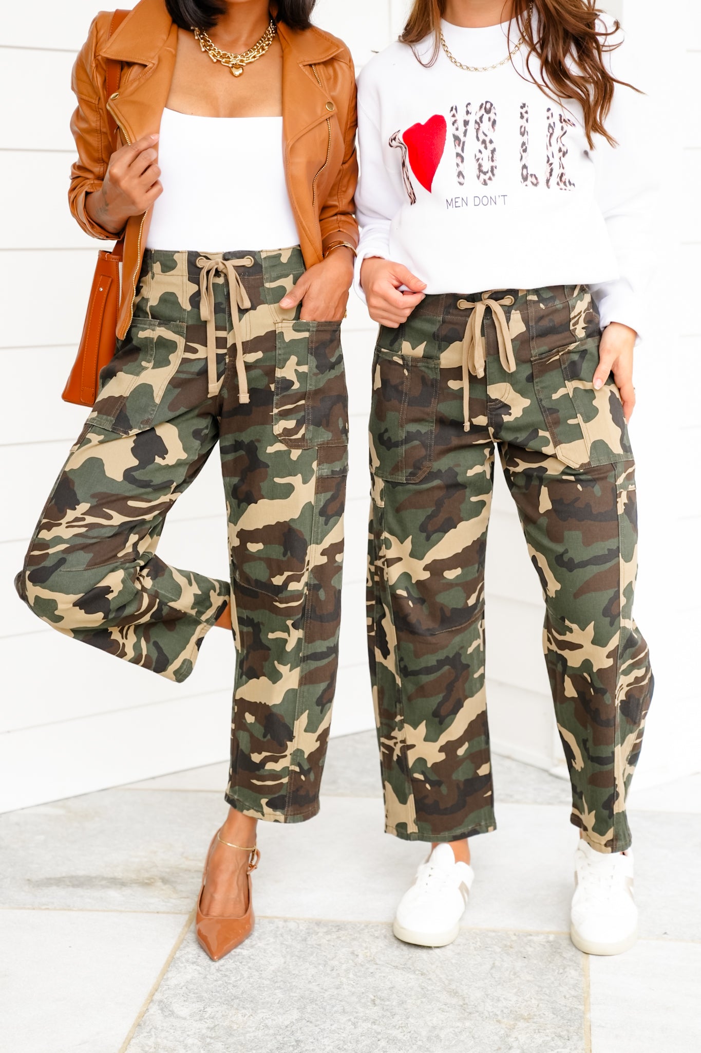 Risen Mid Rise Camo Barrel Pants