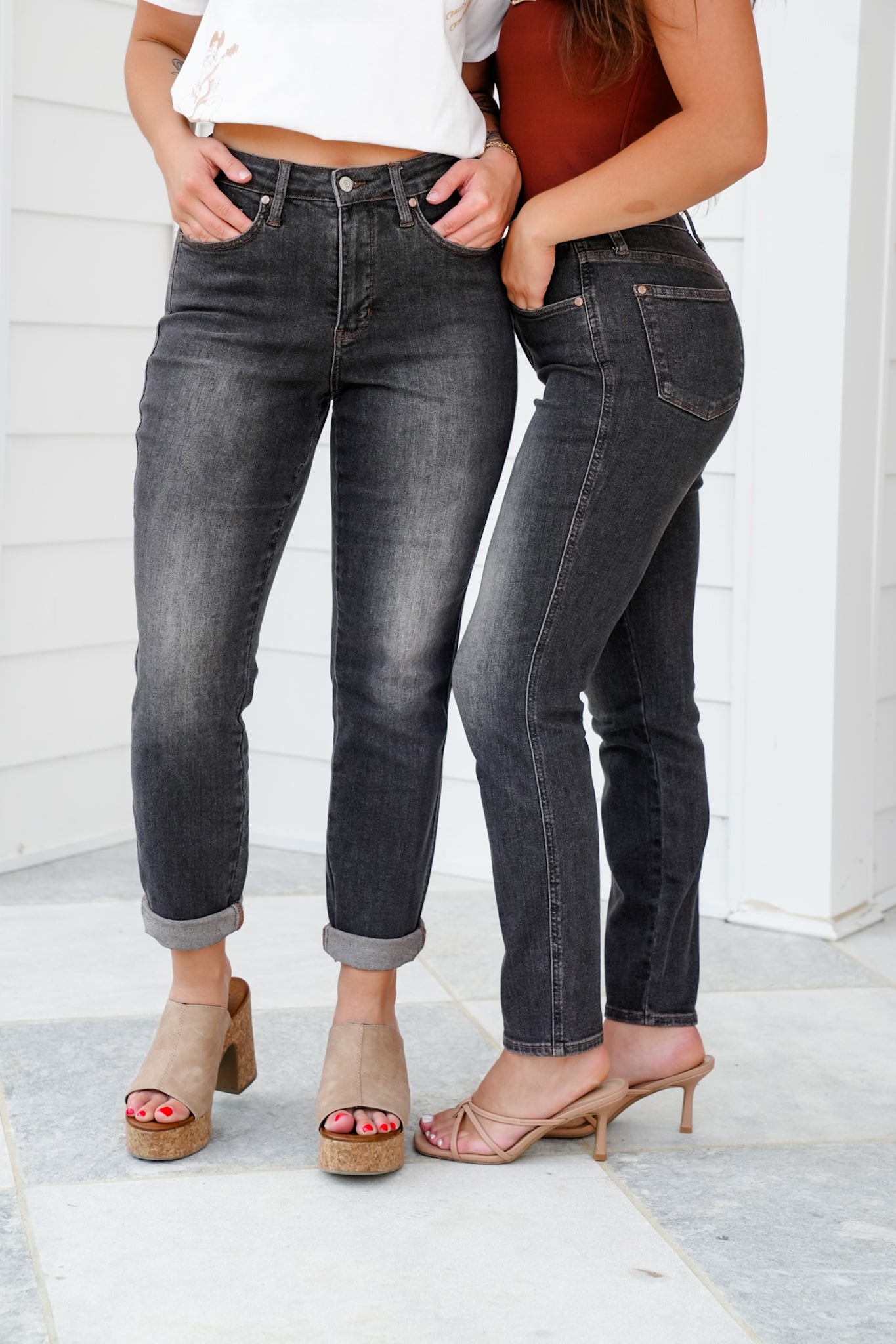 Judy Blue Shades of Black Mid Rise Black Tummy Control Slim Leg Jeans