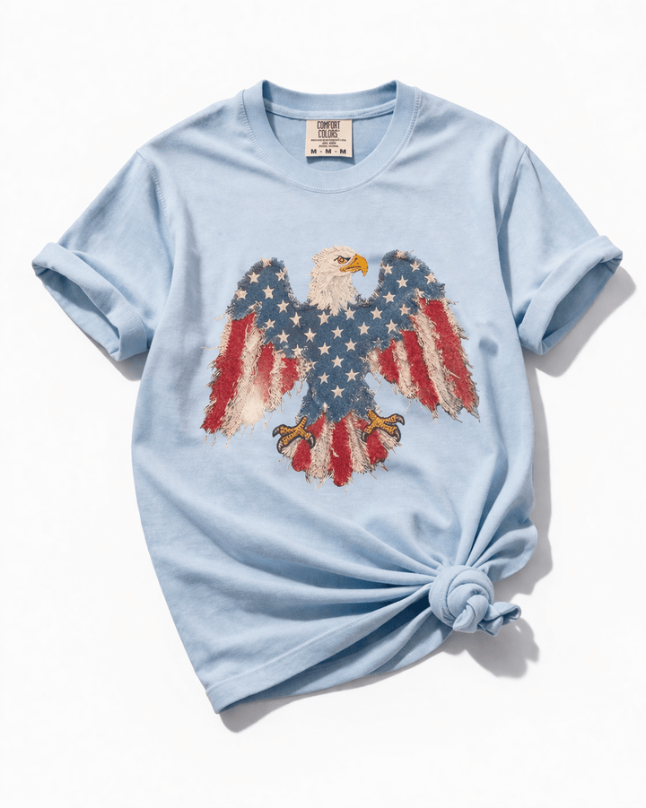 Plus/Reg Short Sleeve "Patched Eagle" Graphic Tee - Freckled Poppy