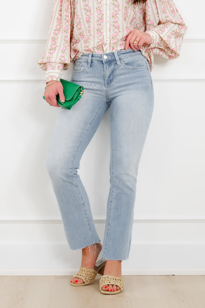 Vervet Mid Rise Light Wash Ankle Bootcut Jeans