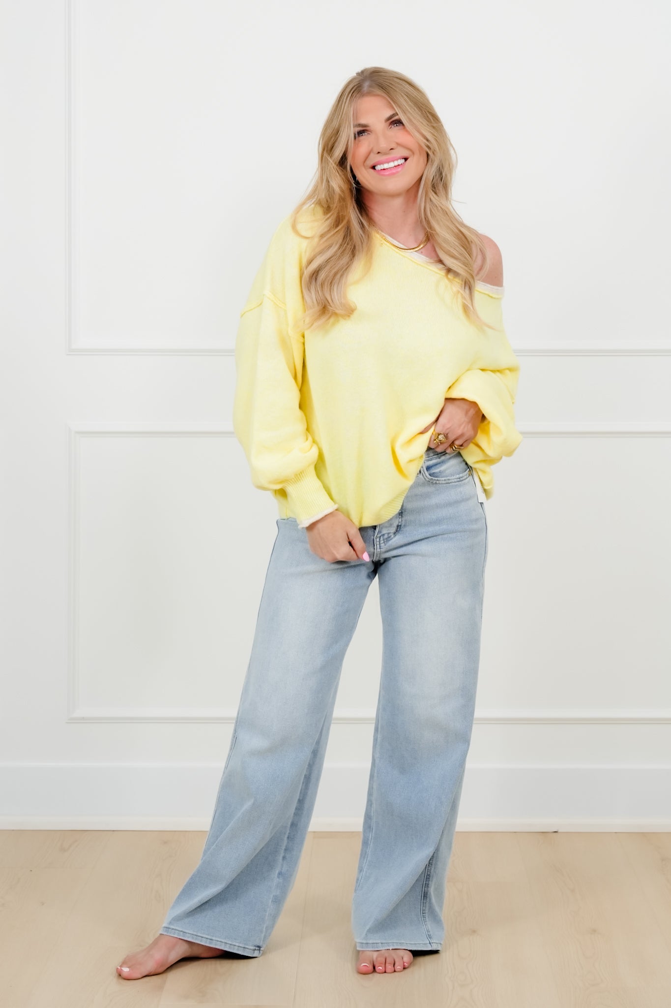 Long Sleeve Pullover Sweater with Reverse Seams