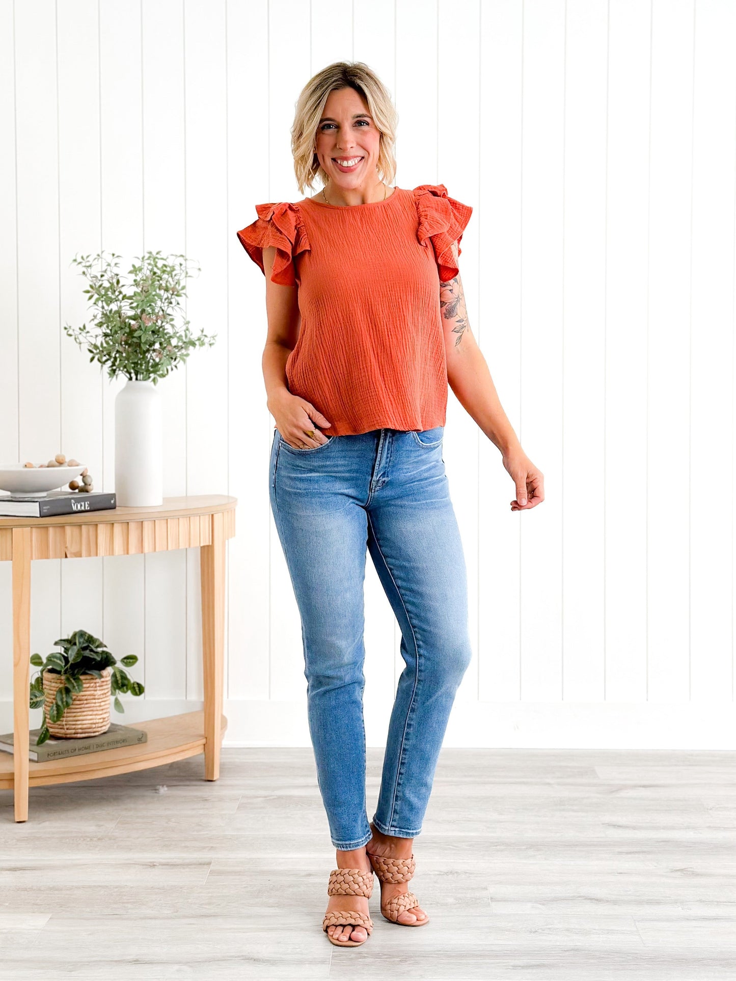 Risen Mid Rise Medium Wash Relaxed Skinny Jeans