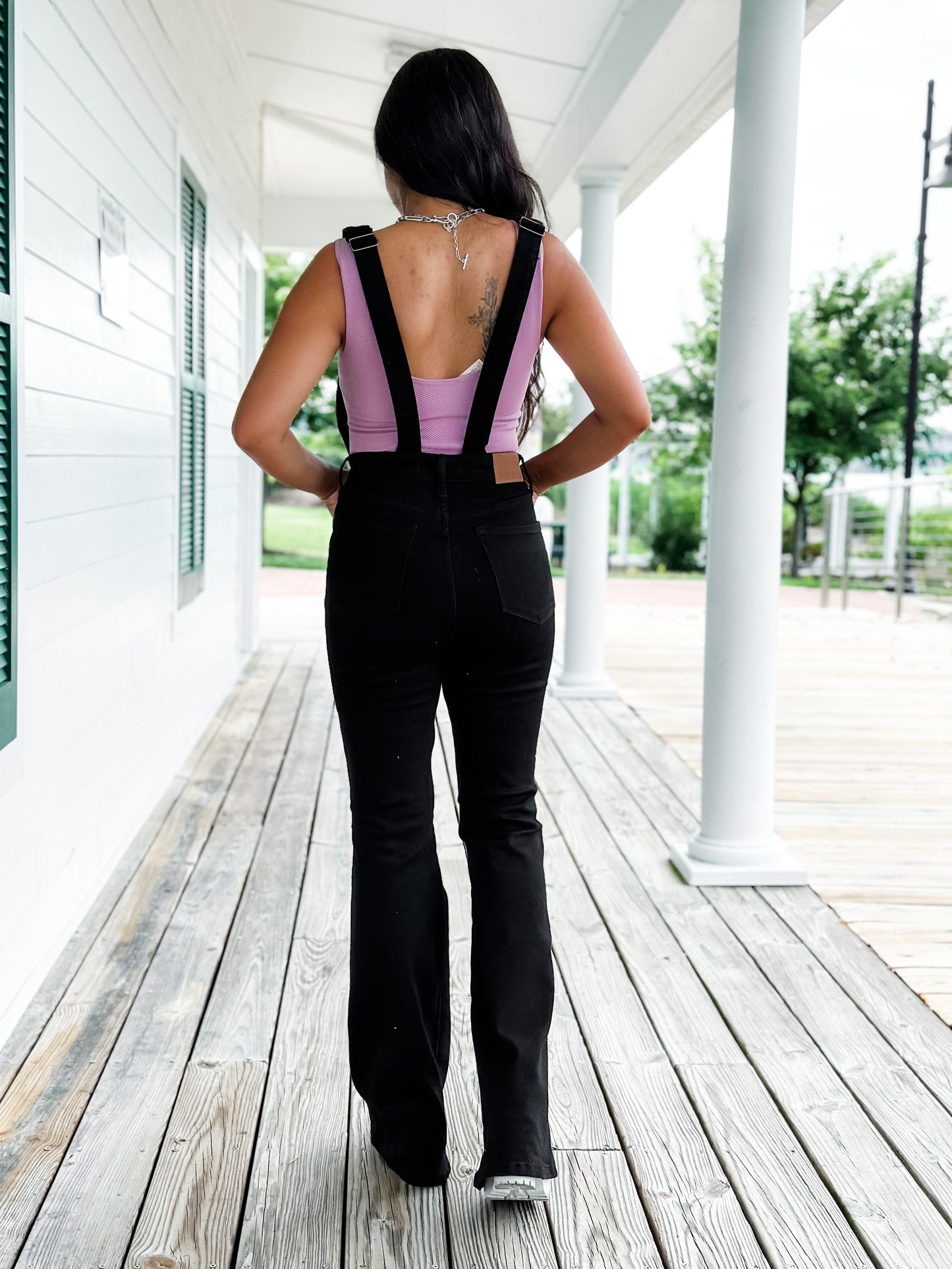 Judy Blue Black High Rise Tummy Control Top Flare Overalls