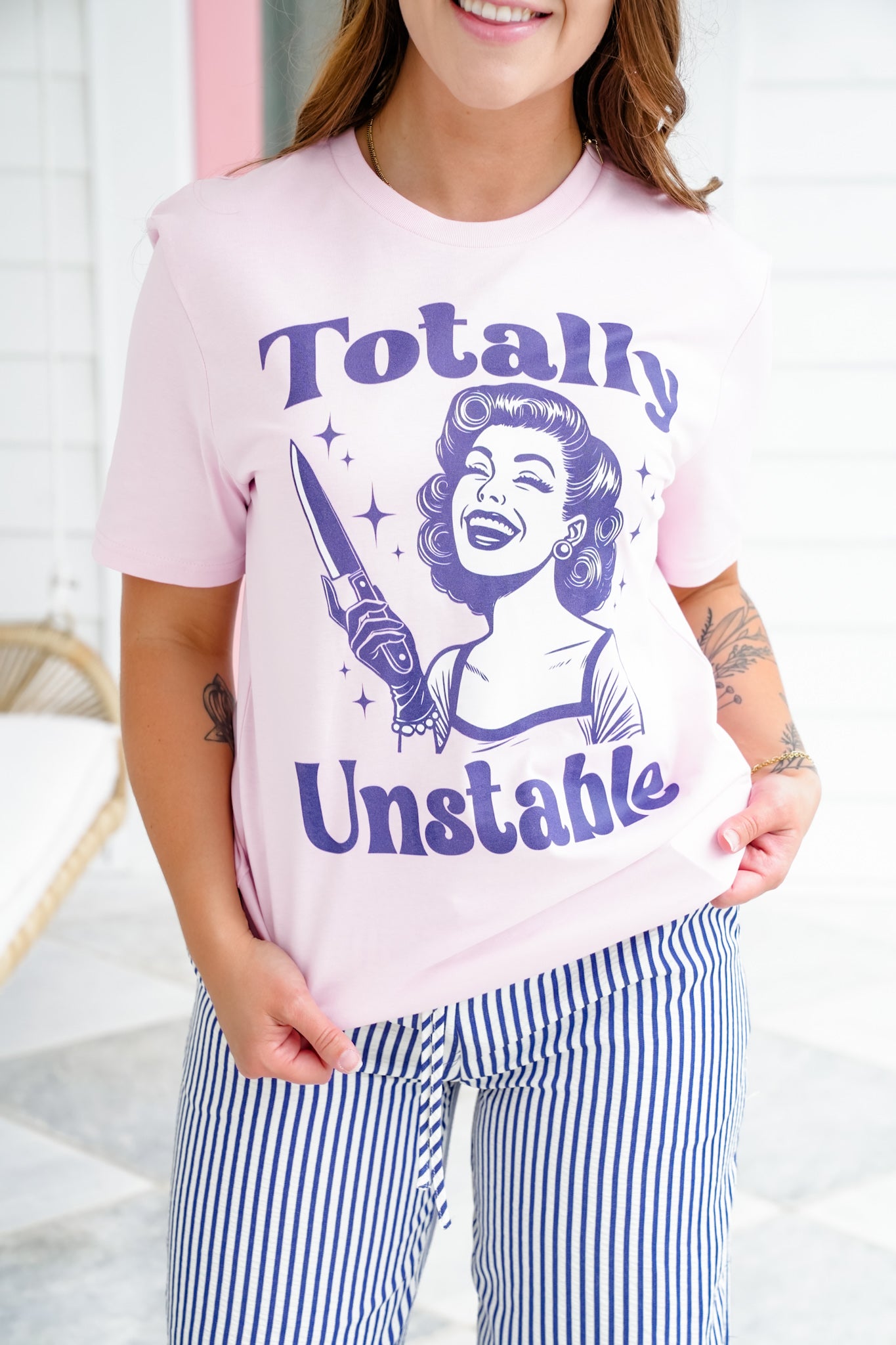 Plus/Reg Pink Short Sleeve "Totally Unstable" Graphic Tee