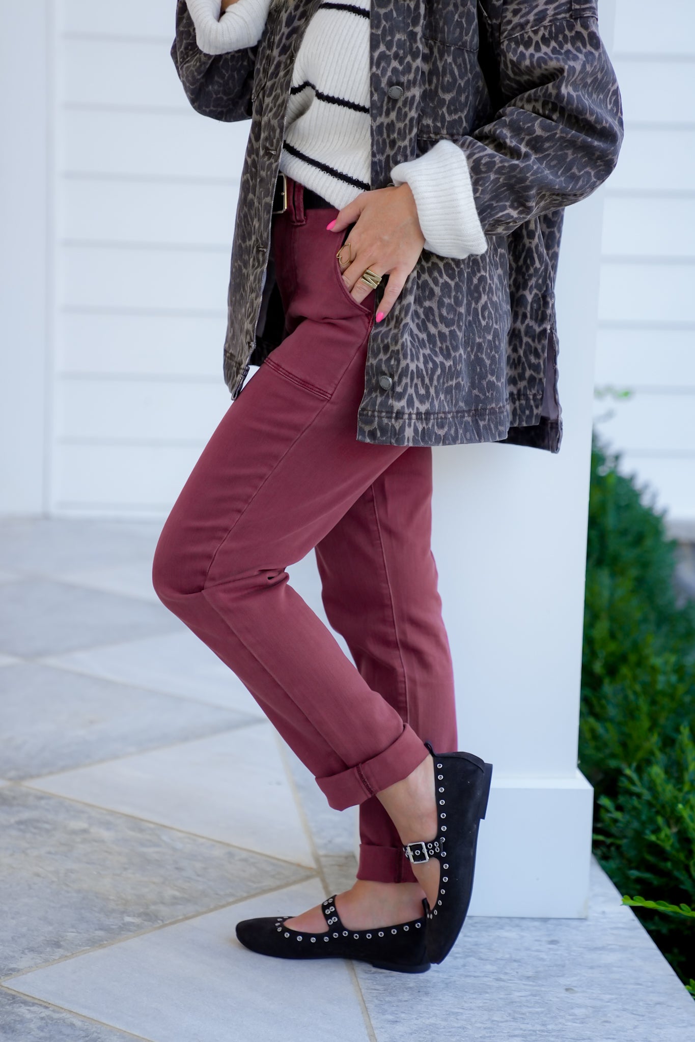 Judy Blue High Rise Burgundy Cuffed Jeans