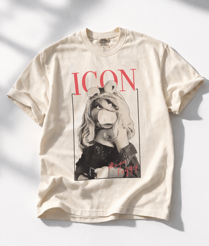 Plus/Reg Short Sleeve "Miss Piggy Icon" Graphic Tee - Freckled Poppy