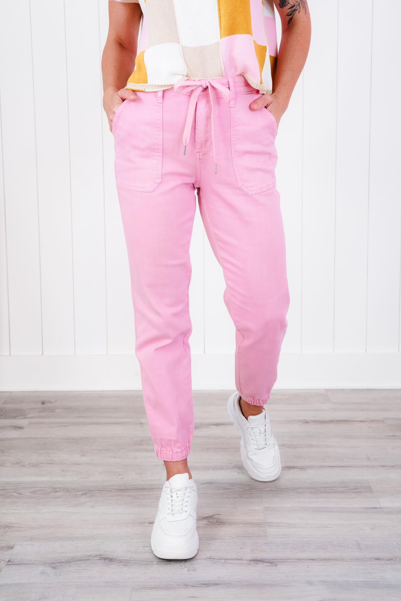 Judy Blue Airplane Mode High Rise Light Pink Jogger