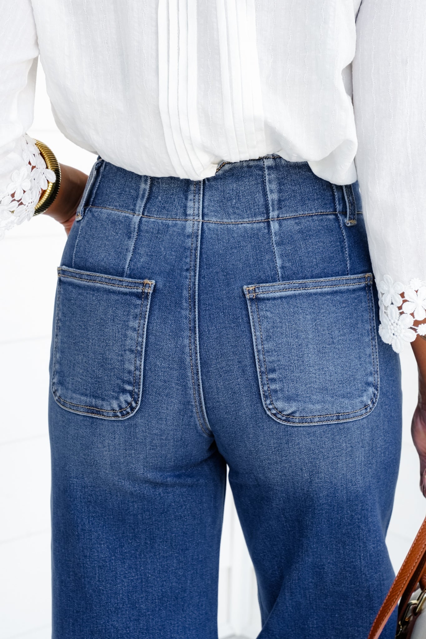 Restock! Risen You Make My Dreams Double Button Wide Leg Trouser Hem Non-Distressed Jean