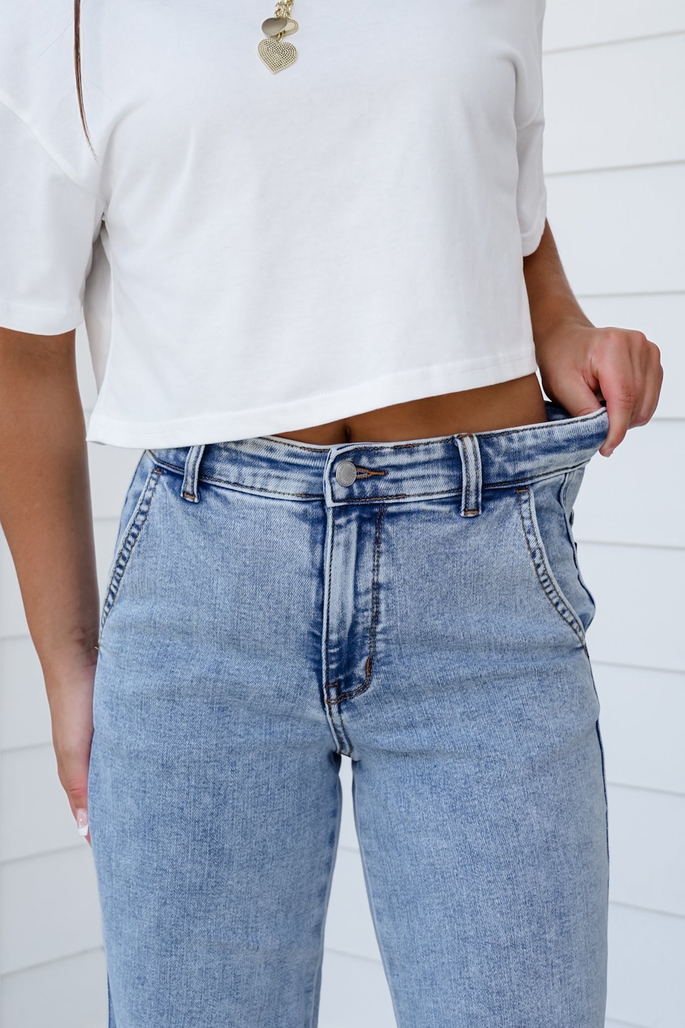 Judy Blue High Rise Light Wash Retro Wide Leg Jean with Skewed Inseam
