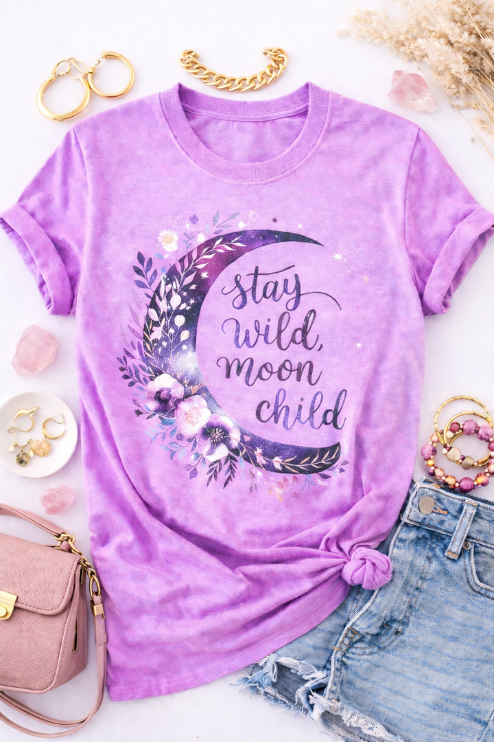 Plus/Reg Short Sleeve "Stay Wild Moon Child" Graphic Tee