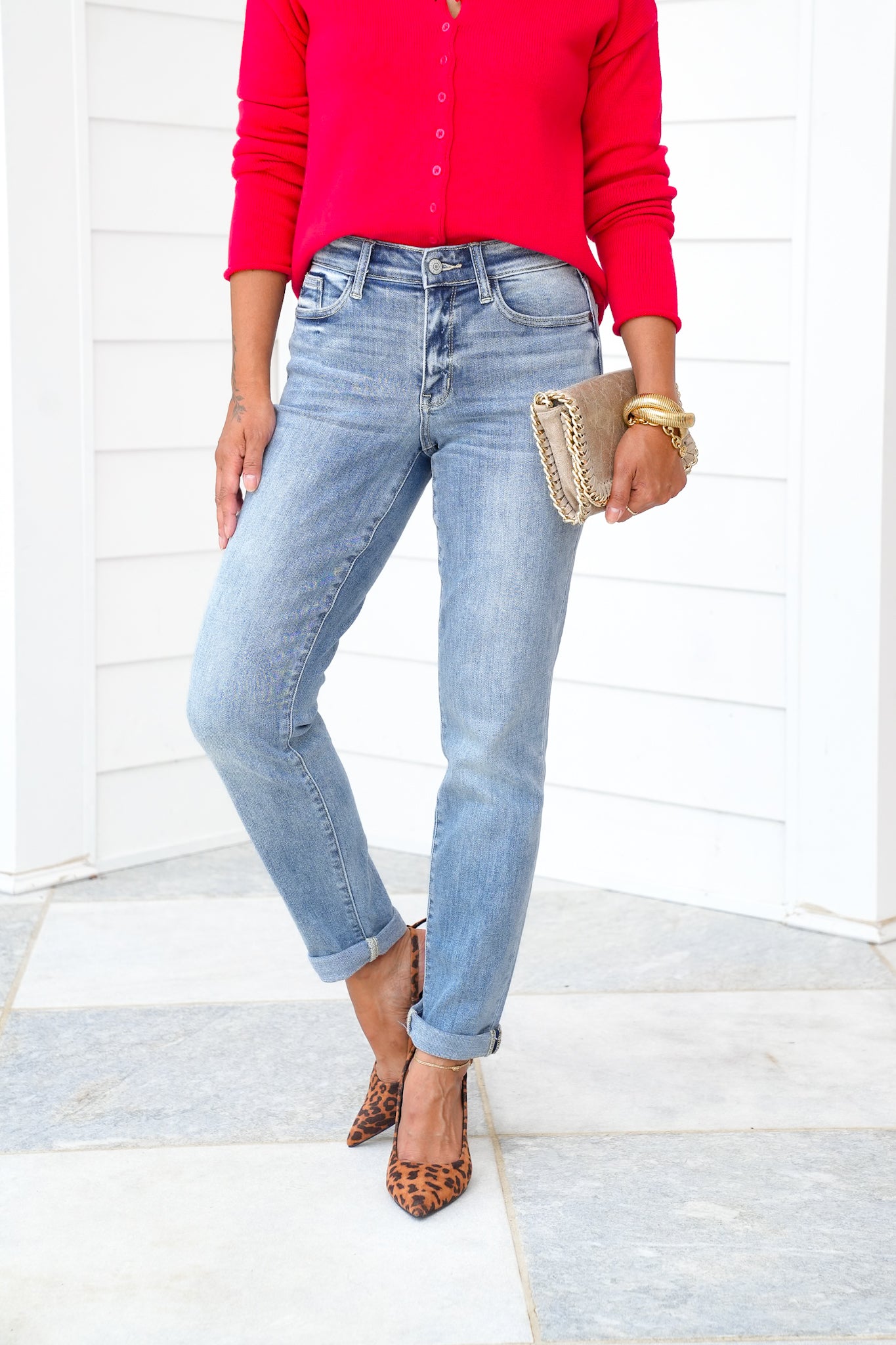 Judy Blue Work From Home Mid Rise Bleach Washed Boyfriends