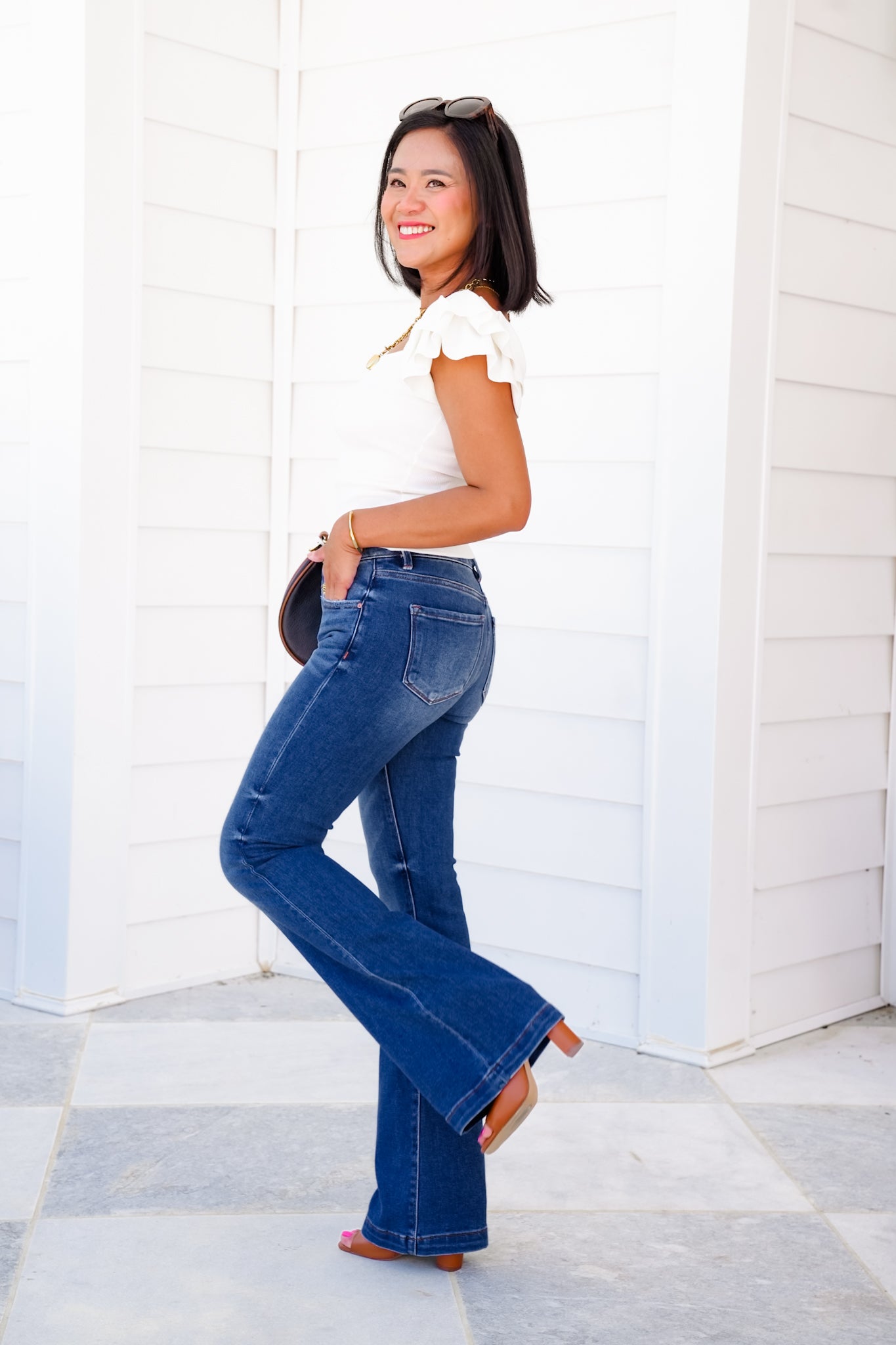 Risen Low Rise Dark Wash Flare Jeans
