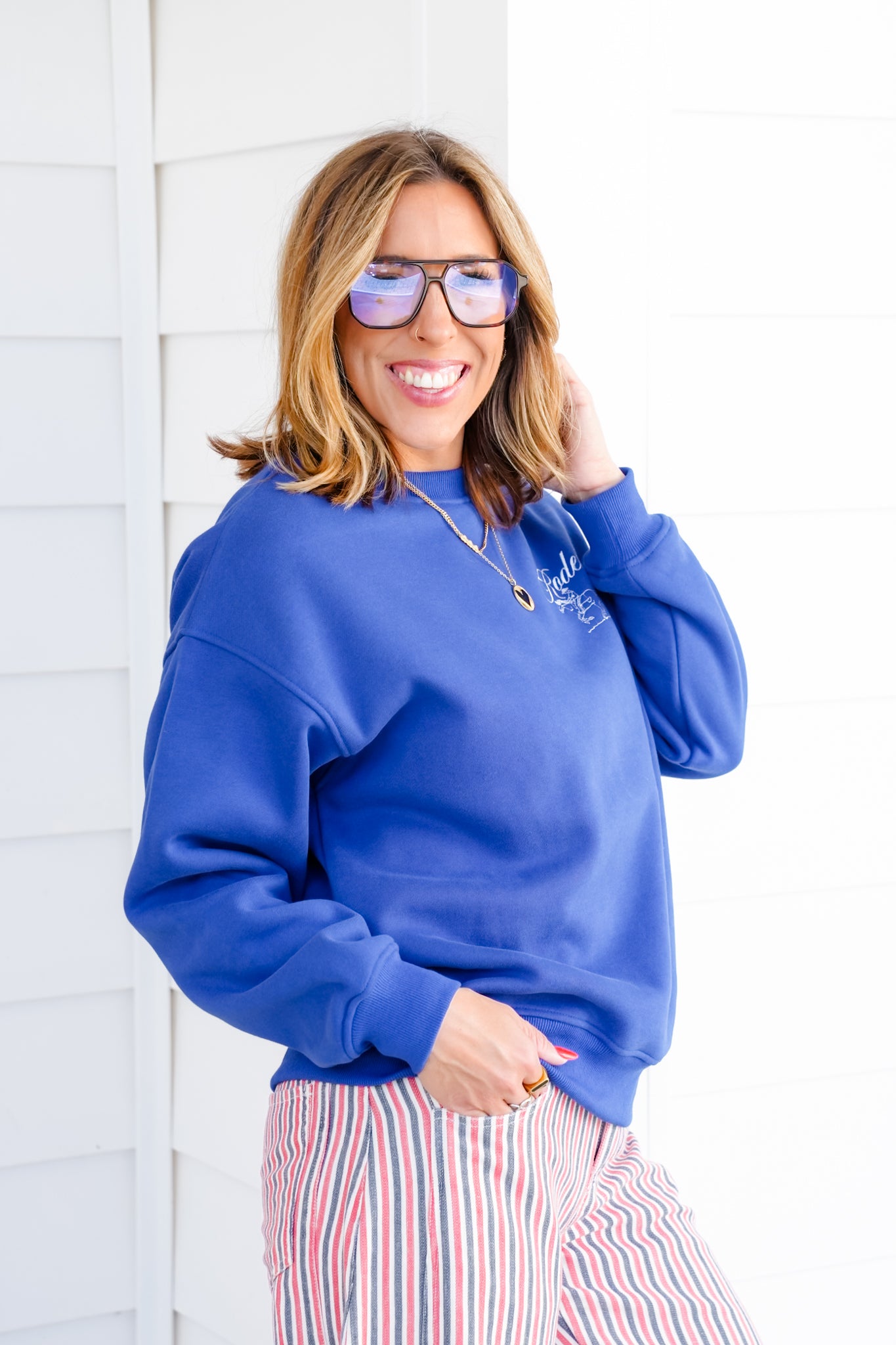 Long Sleeve Embroidered "Rodeo" Pullover Sweatshirt
