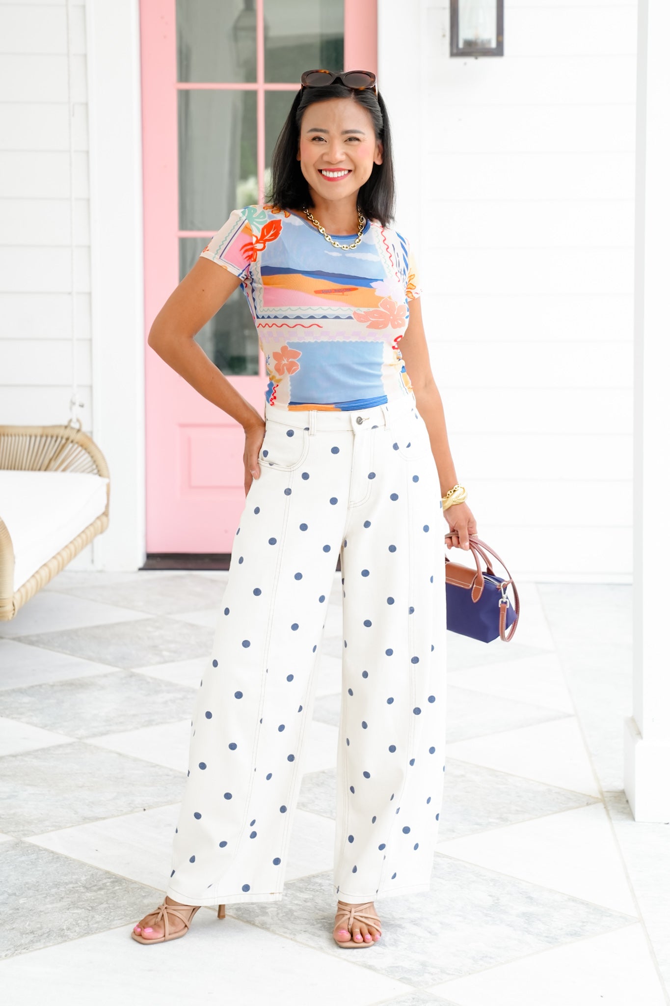 Beach Print Mesh Short Sleeve Baby Tee