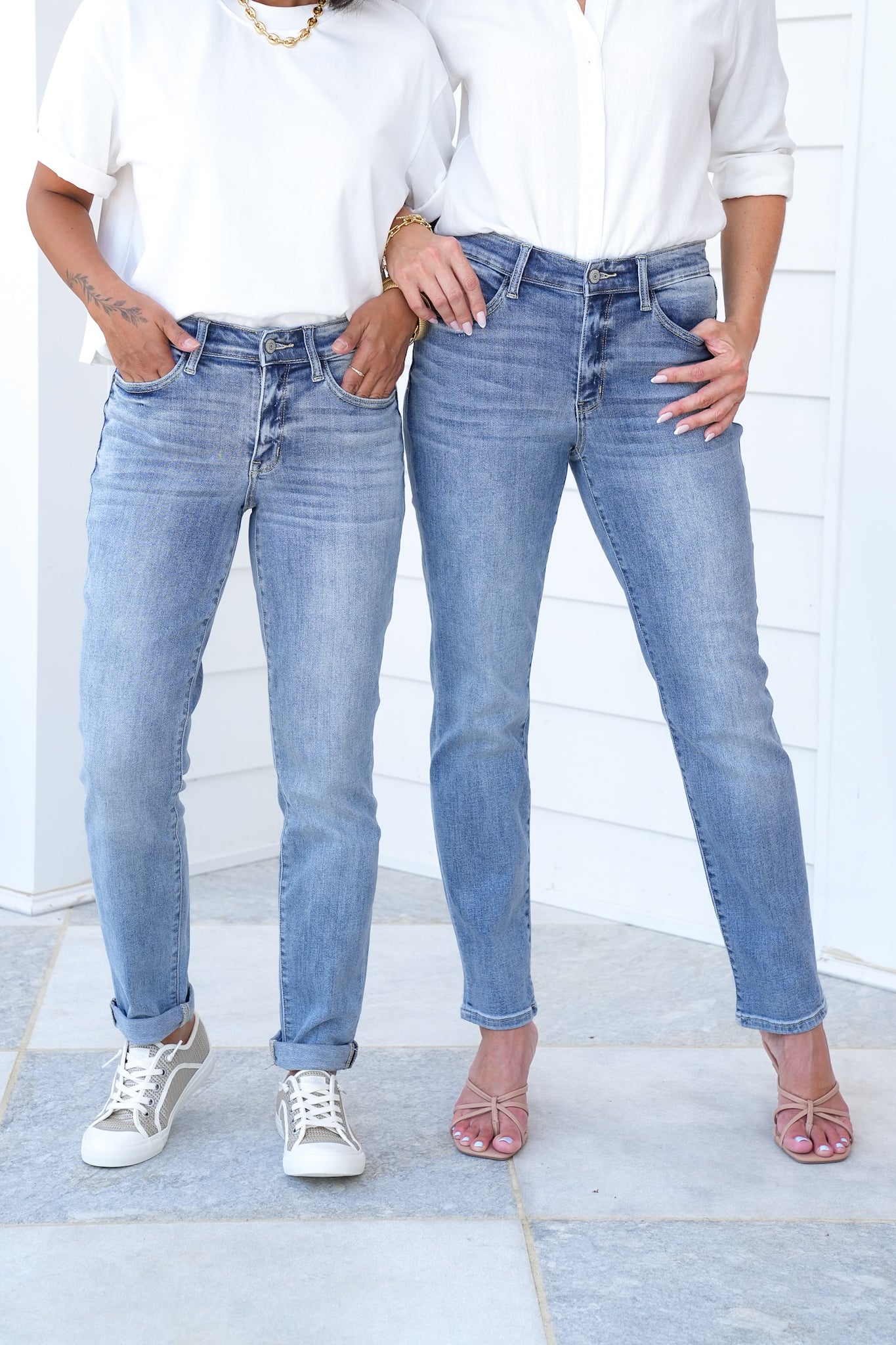 Judy Blue Work From Home Mid Rise Bleach Washed Boyfriends