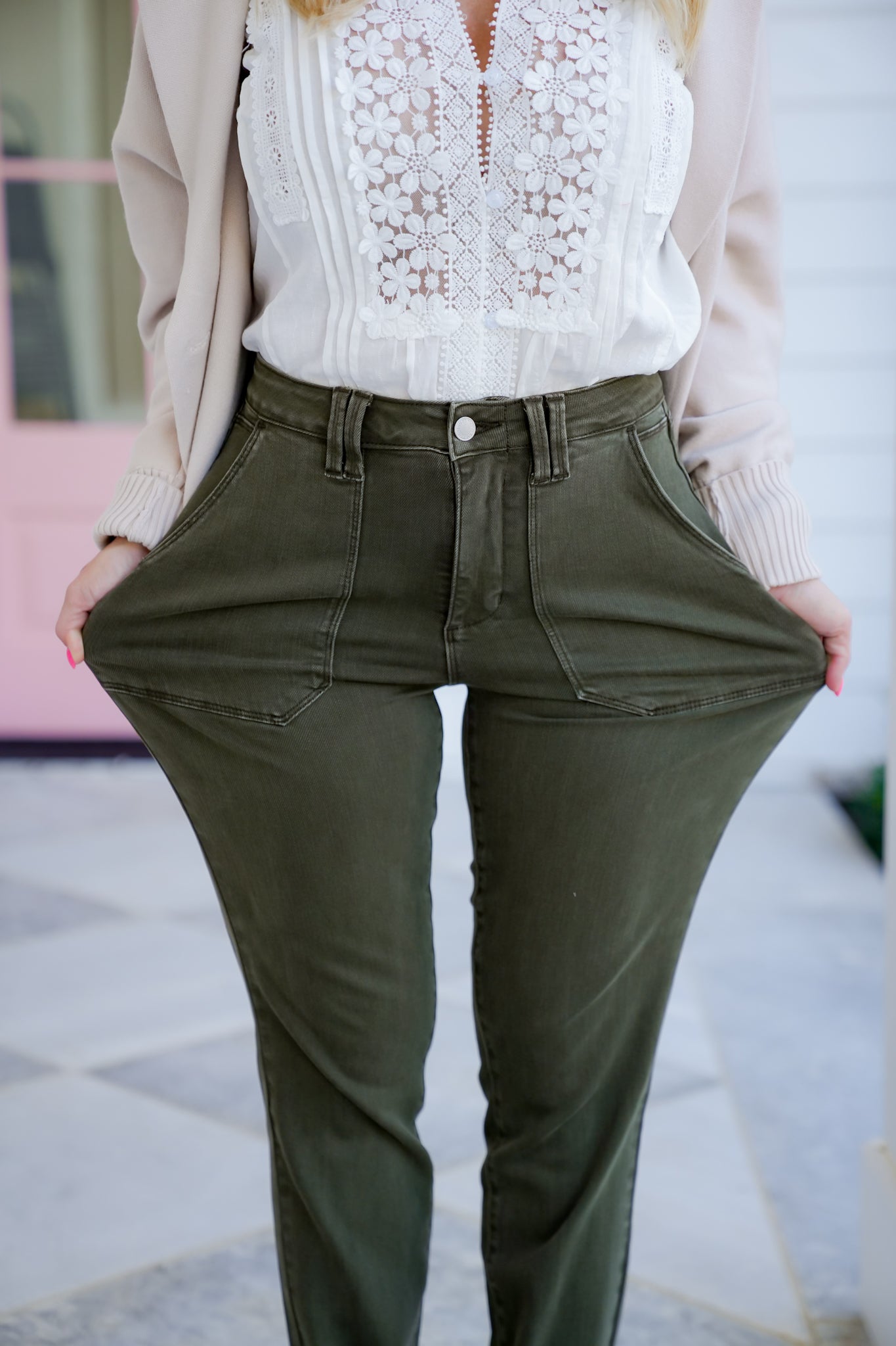 Judy Blue High Rise Green Cuffed Jeans