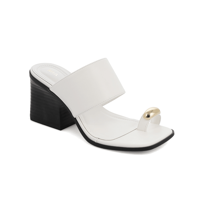 MIA Vegan Leather Toe Ring Block Heel Mule - Freckled Poppy