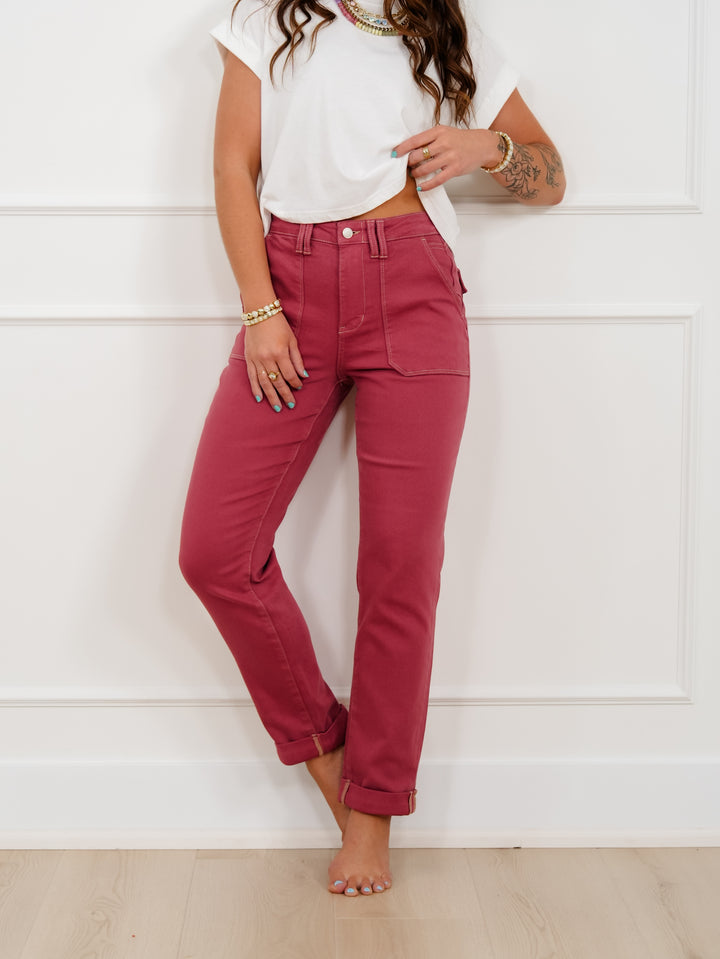 Judy Blue High Rise Red Aurora Weekender