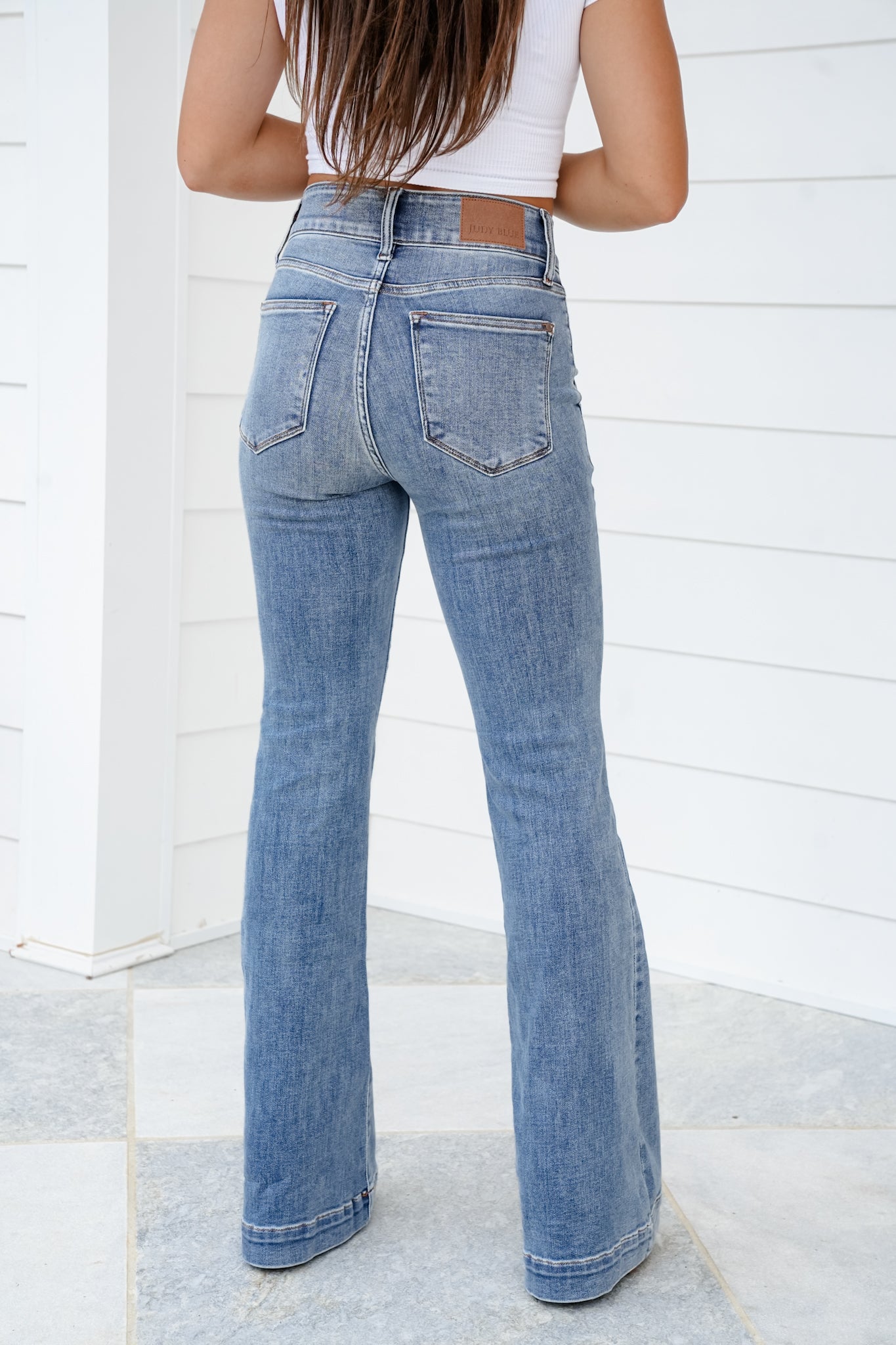 Restock Judy Blue High Rise Medium Wash Trouser Flare Jeans