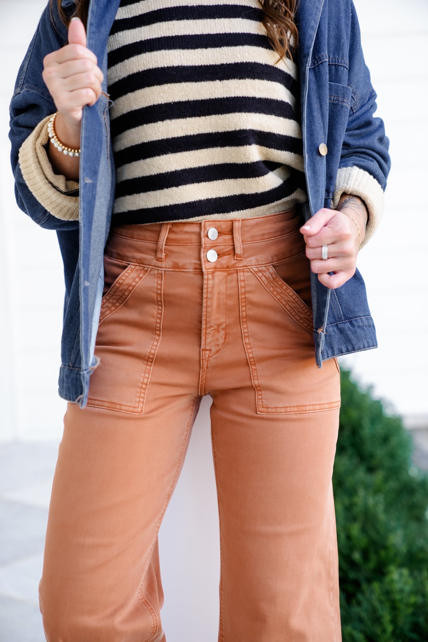 Mica High Rise Rust Double Waistband Wide Leg Jeans
