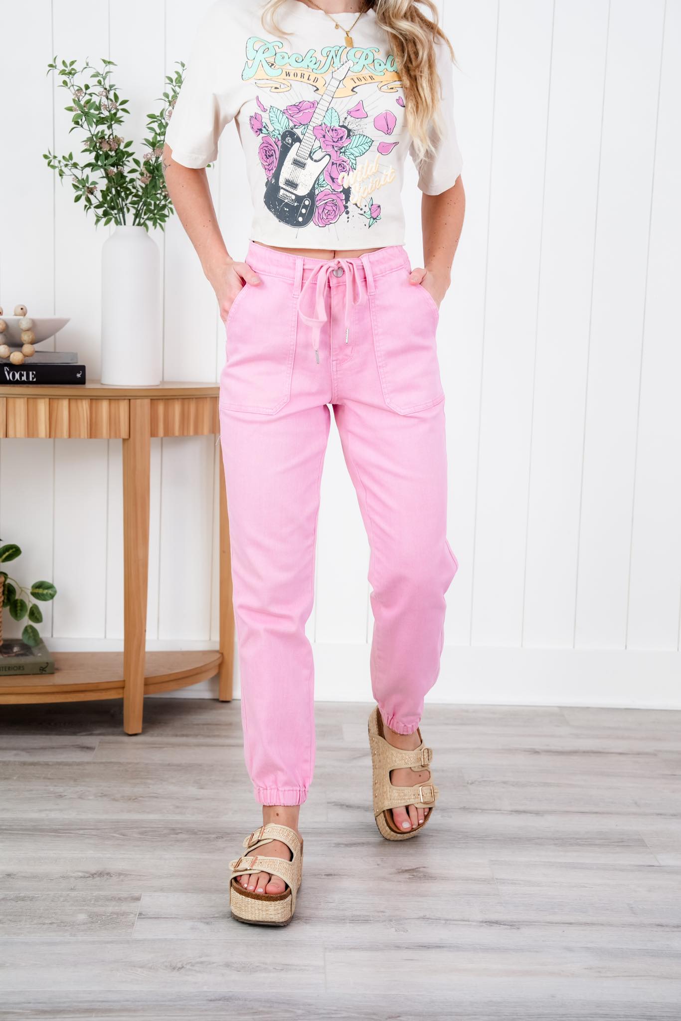 Judy Blue Airplane Mode High Rise Light Pink Jogger