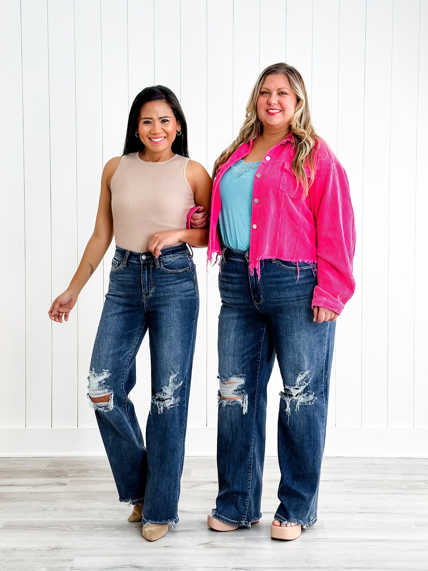 Judy Blue Jagged Little Pill High Rise Dark Wash 90's Destroyed Knee Straight Leg Jeans