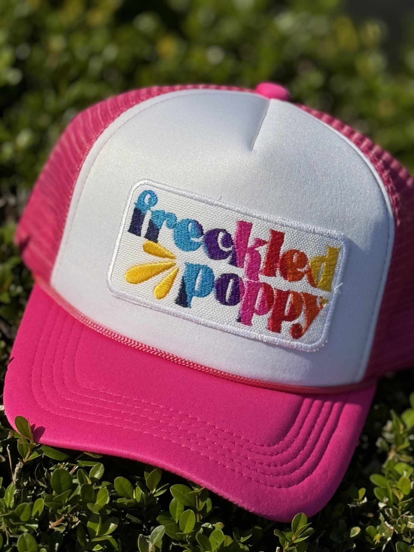 Freckled Poppy Embroidered Hats