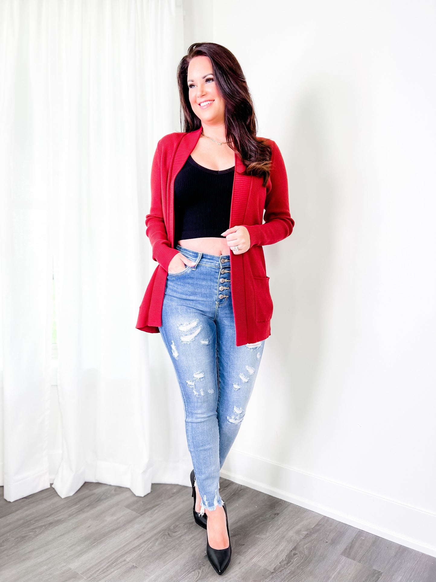 Judy Blue Wish Upon a Star Medium Wash Distressed Skinny Button Fly Jeans