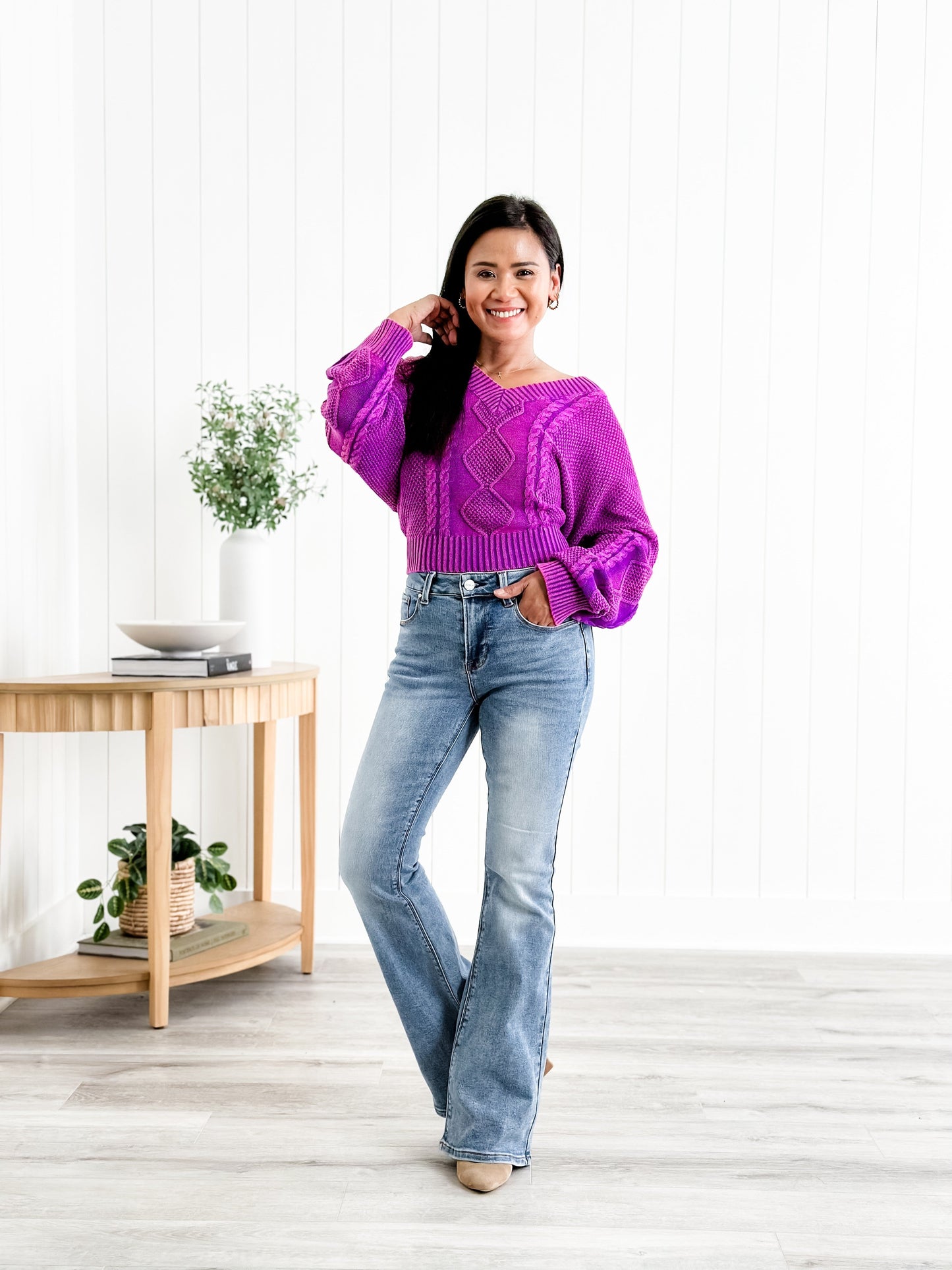 Freckled Poppy X Risen Wildest Dreams Mid Rise Medium Wash Basic Non Distressed Flare Jeans