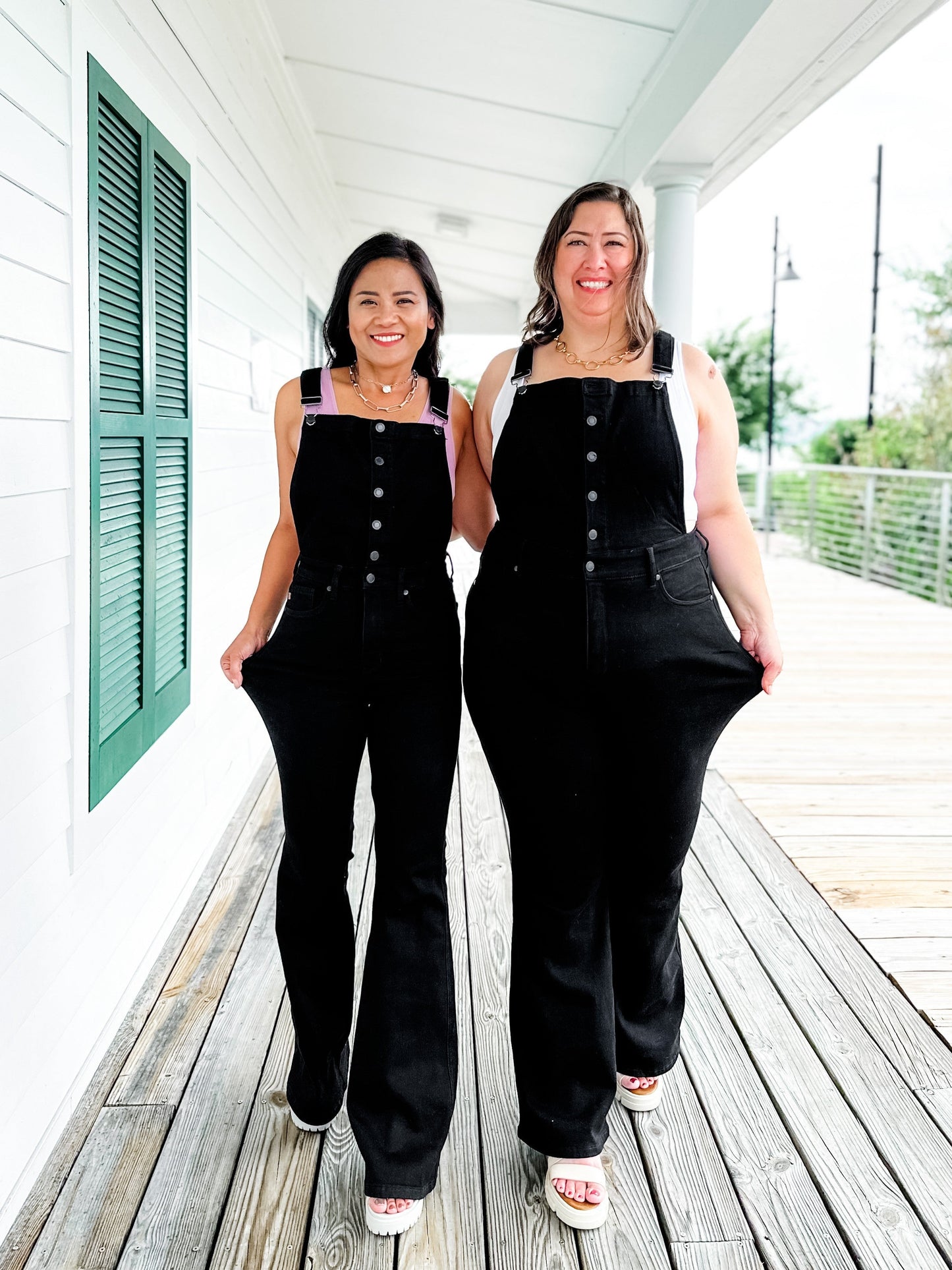 Judy Blue Black High Rise Tummy Control Top Flare Overalls