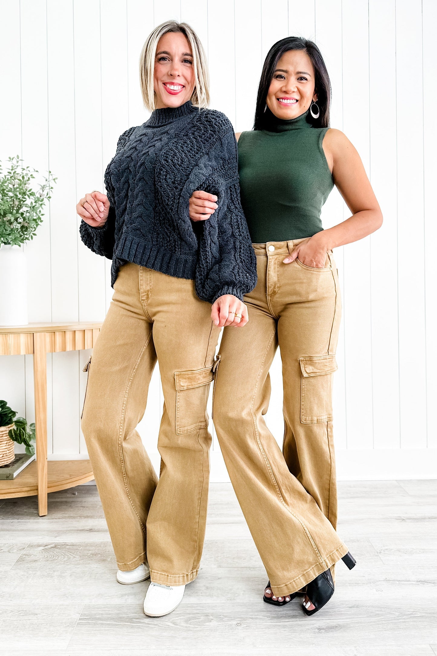 Rise Love you a Latte Mocha High Rise Wide Leg Cargo Jeans